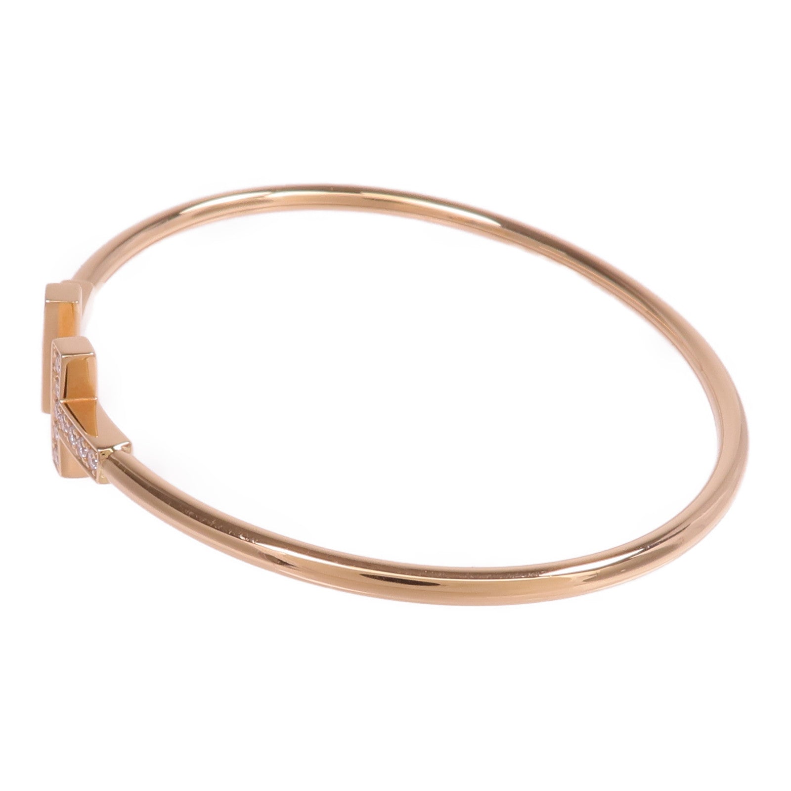 TIFFANY＆CO 18K玫瑰金T Wire Bracelet鑽石手鐲