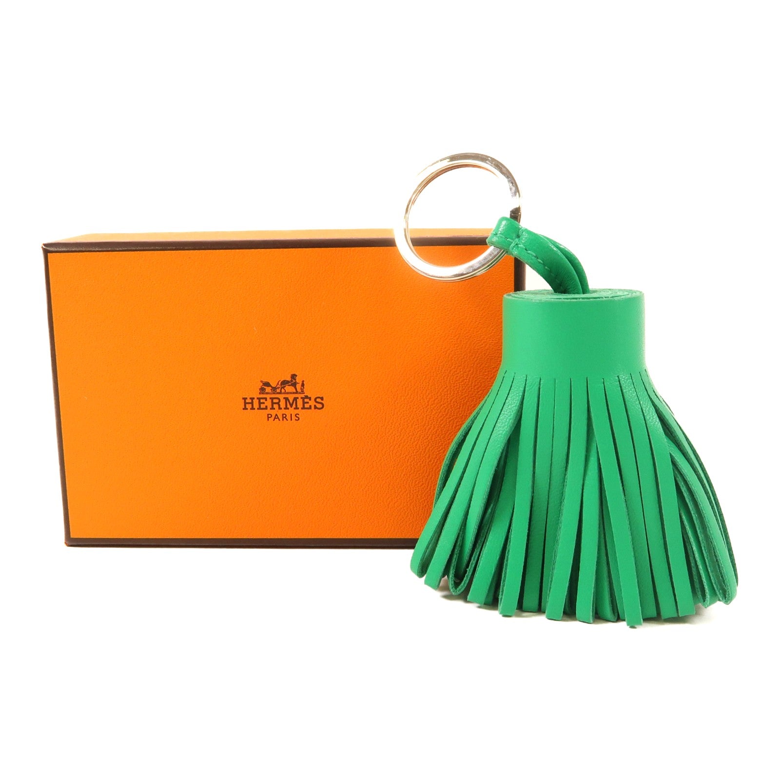 HERMES Swift皮革Carmen銀扣鎖匙扣