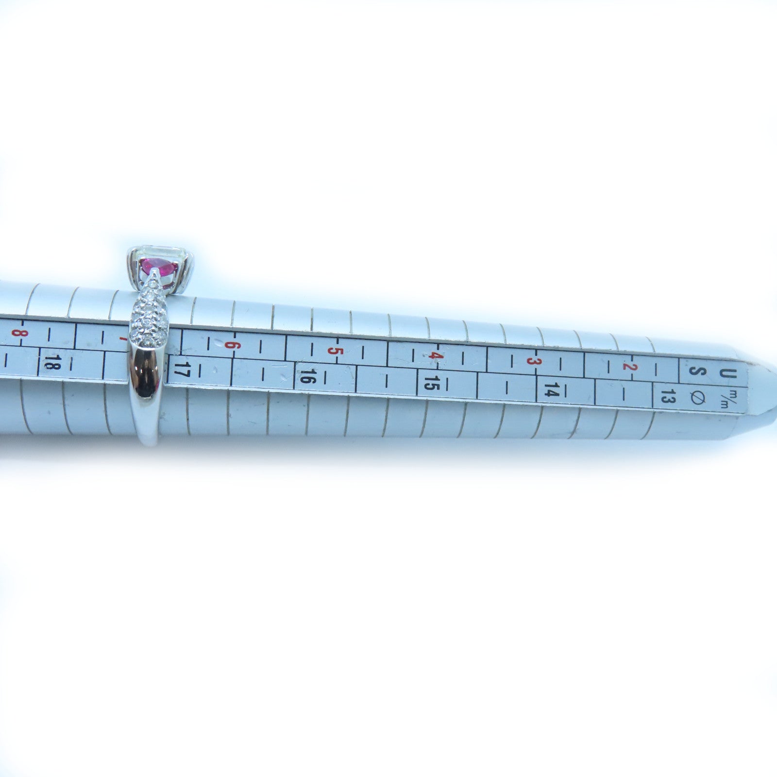 JEWELRY PT900鉑金Ruby Diamond Ring 0.60ct紅寶石/1.043ct鑽石戒指US#6.75