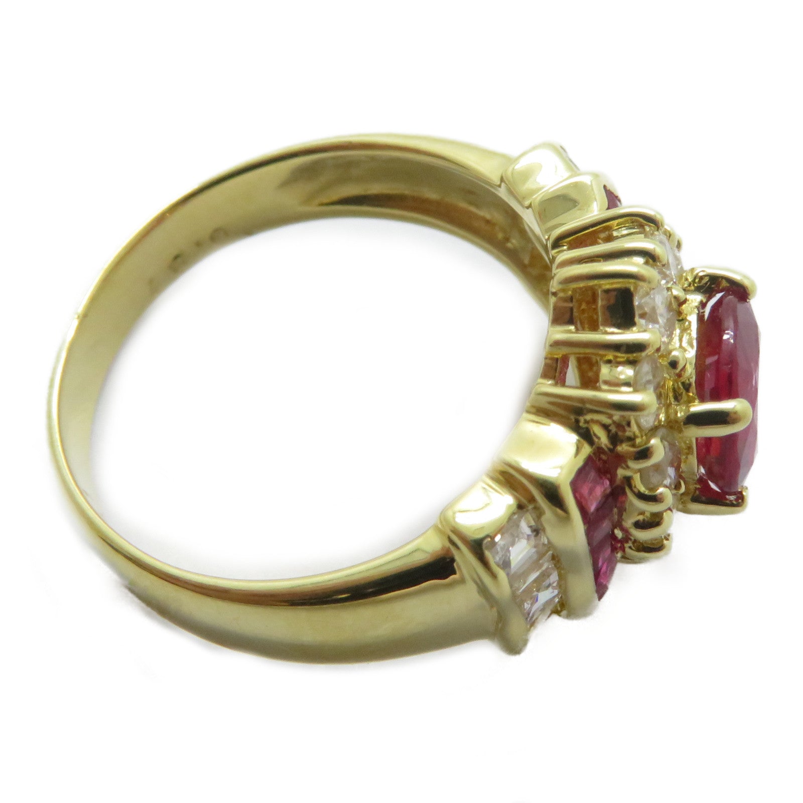 JEWELRY 18K黃金Ruby Ring 1.01ct紅寶石/0.81ct鑚石戒指US#6.5