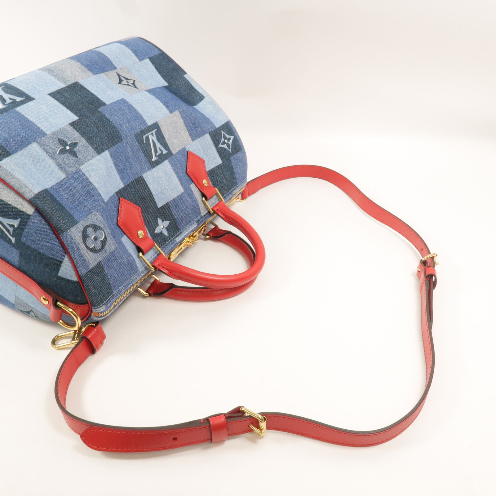 LOUIS VUITTON Monogram Denim Speedy Bandouliere 30手挽肩背兩用袋