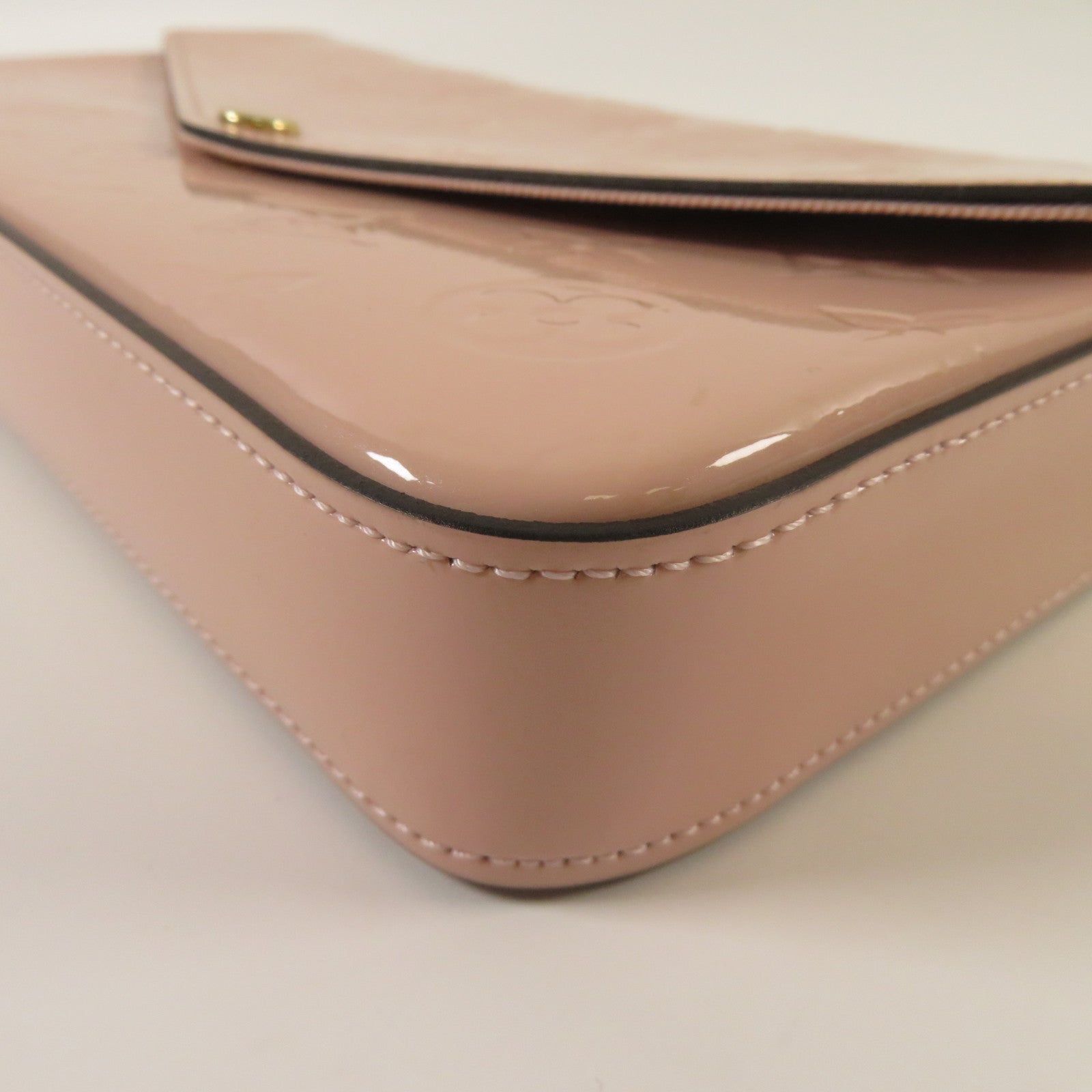 LOUIS VUITTON 【激減優惠】Monogram Vernis Pochette Felicie金扣鏈帶肩背袋粉紅色