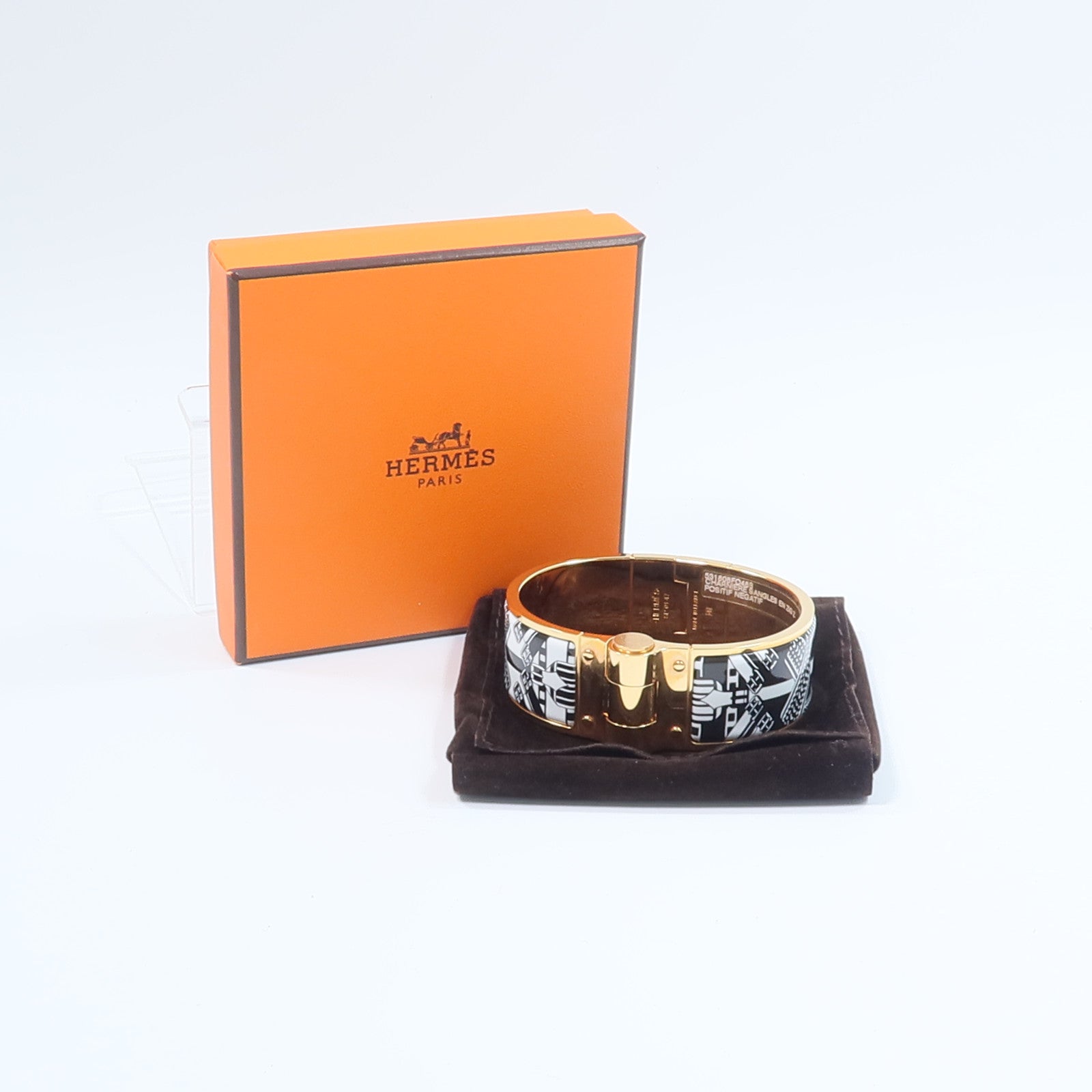 HERMES 金屬/琺瑯Charniere Wide Bangle手鐲