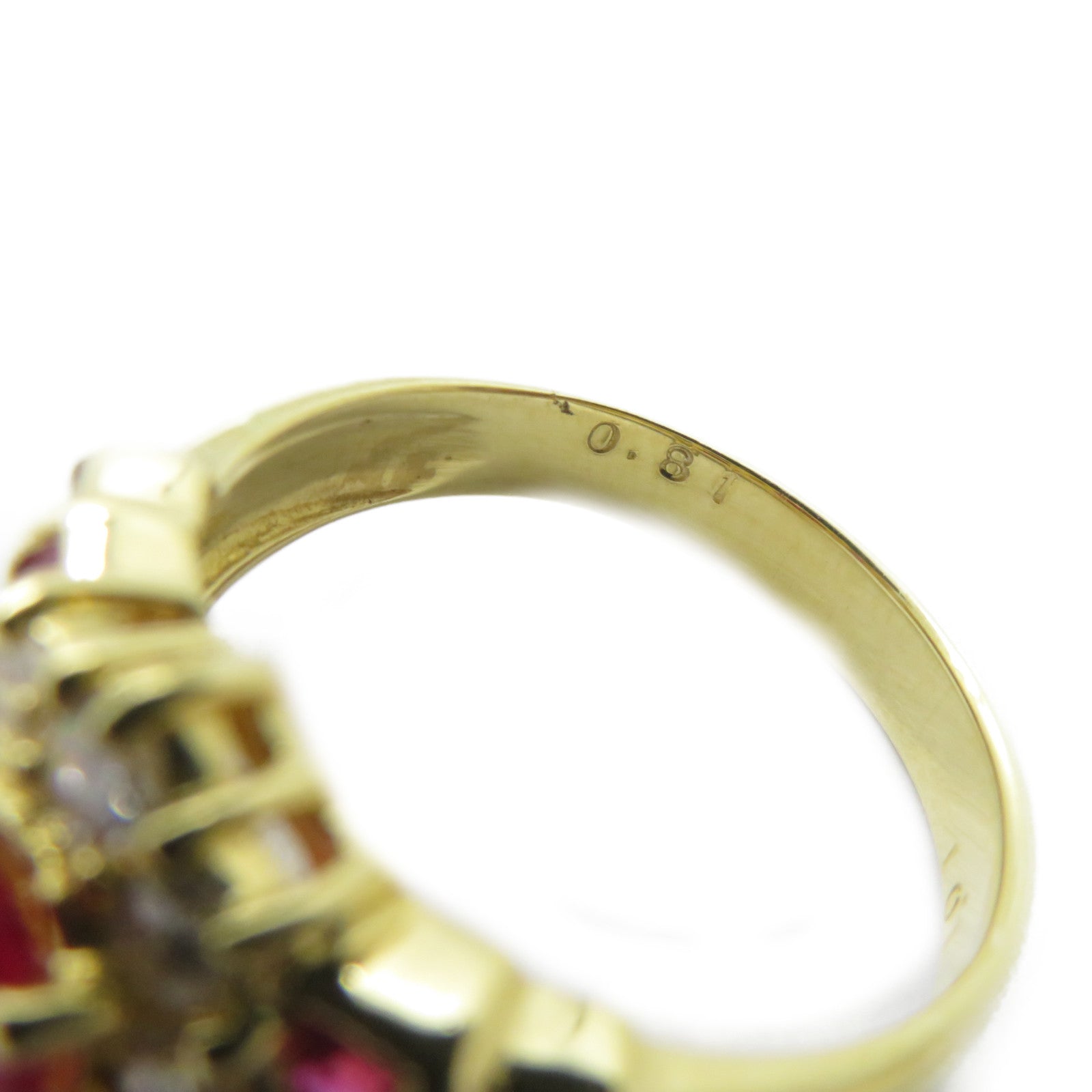 JEWELRY 18K黃金Ruby Ring 1.01ct紅寶石/0.81ct鑚石戒指US#6.5
