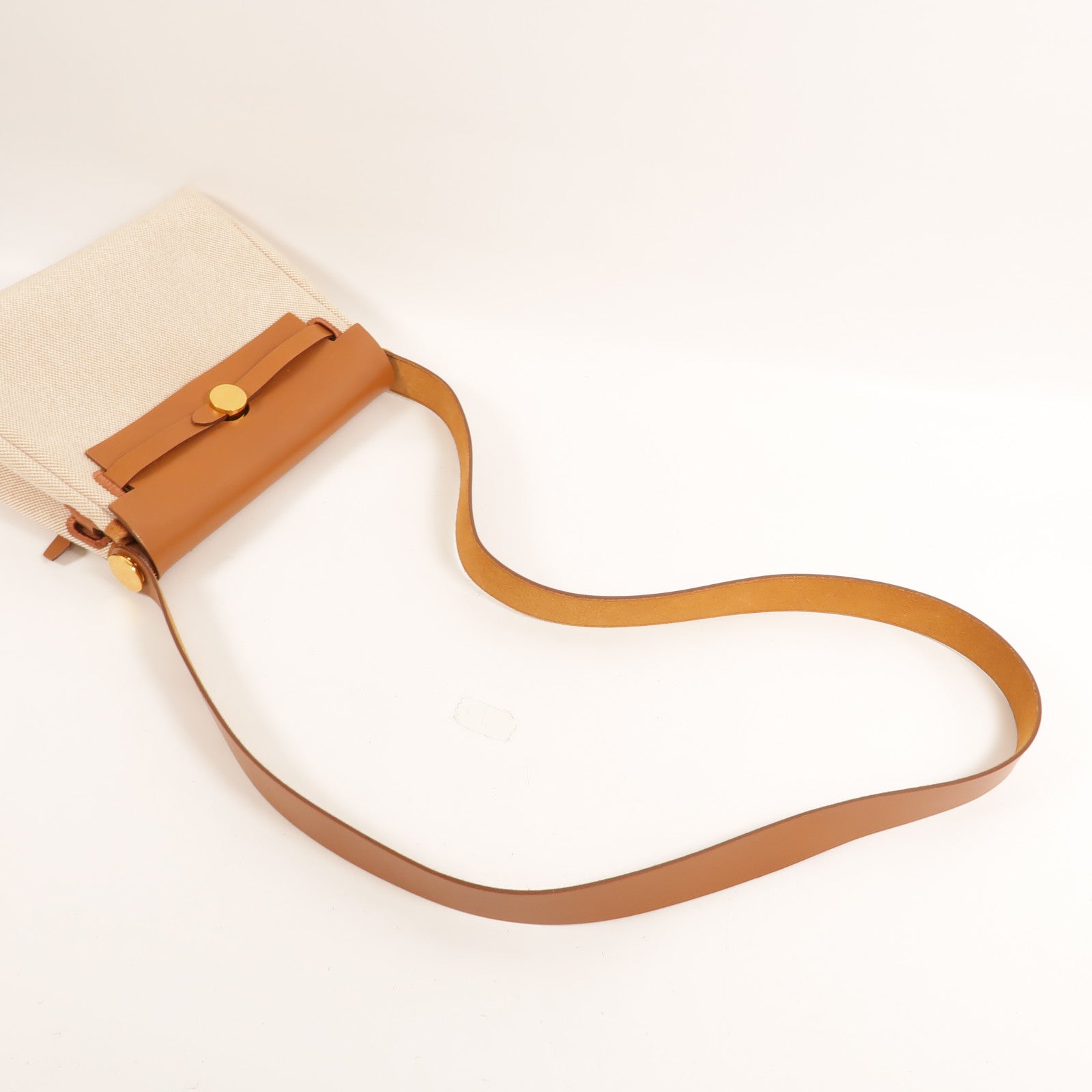 HERMES 帆布Mini Herbag肩背袋Gold/Beige