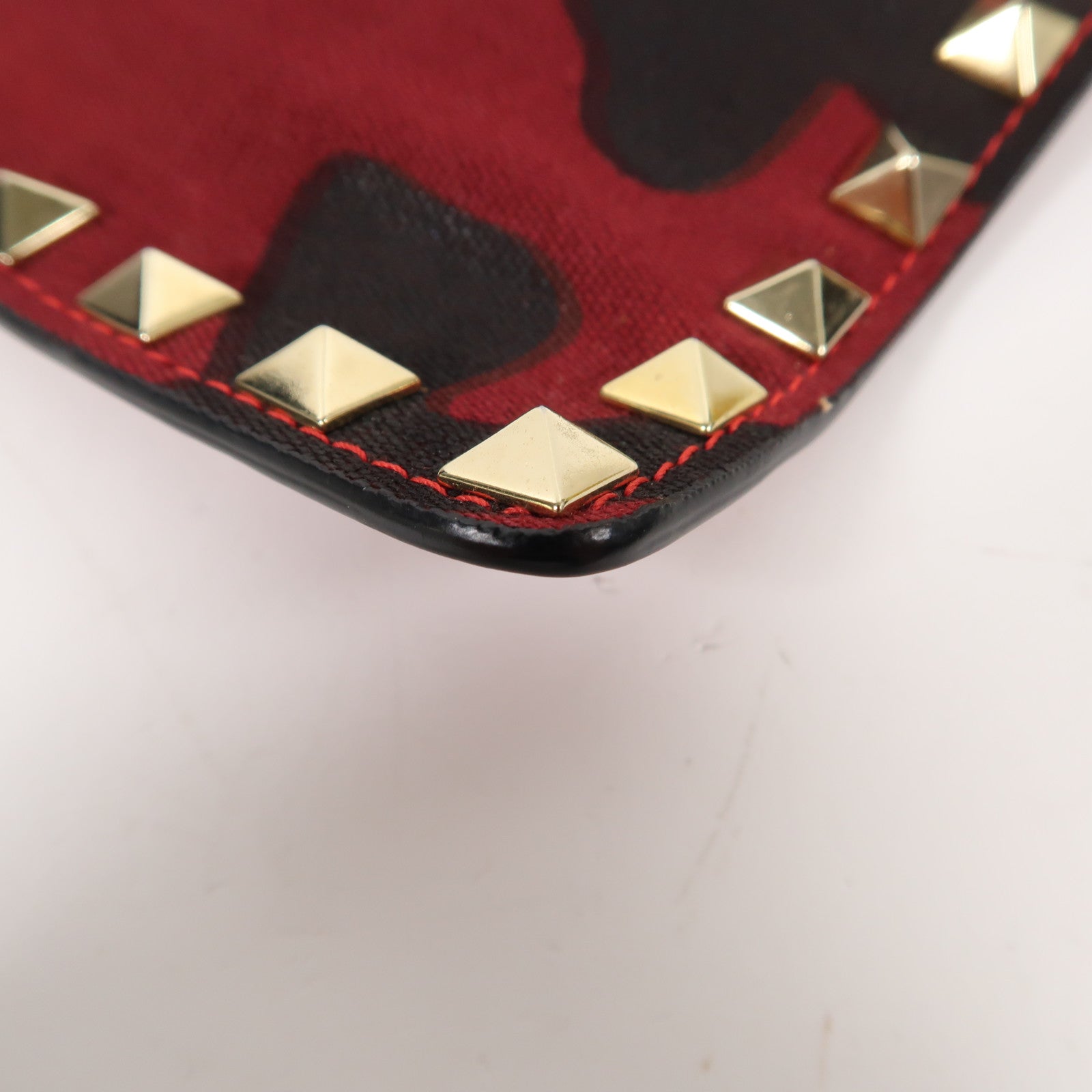 Valentino 牛皮皮革/帆布Clutch金扣手拿包紅色