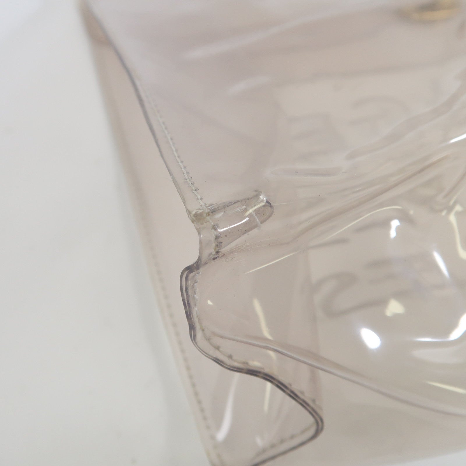 HERMES PVC Vinyl Kelly金扣手挽袋透明
