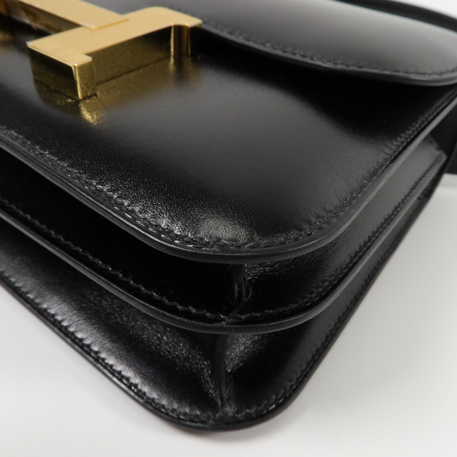 HERMES Box皮革Constance Mini肩背袋Noir