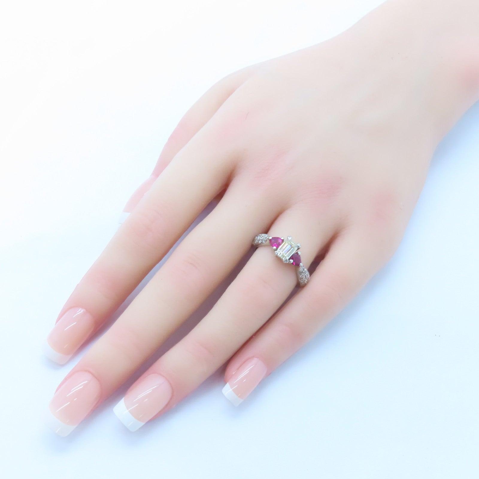 JEWELRY PT900鉑金Ruby Diamond Ring 0.60ct紅寶石/1.043ct鑽石戒指US#6.75