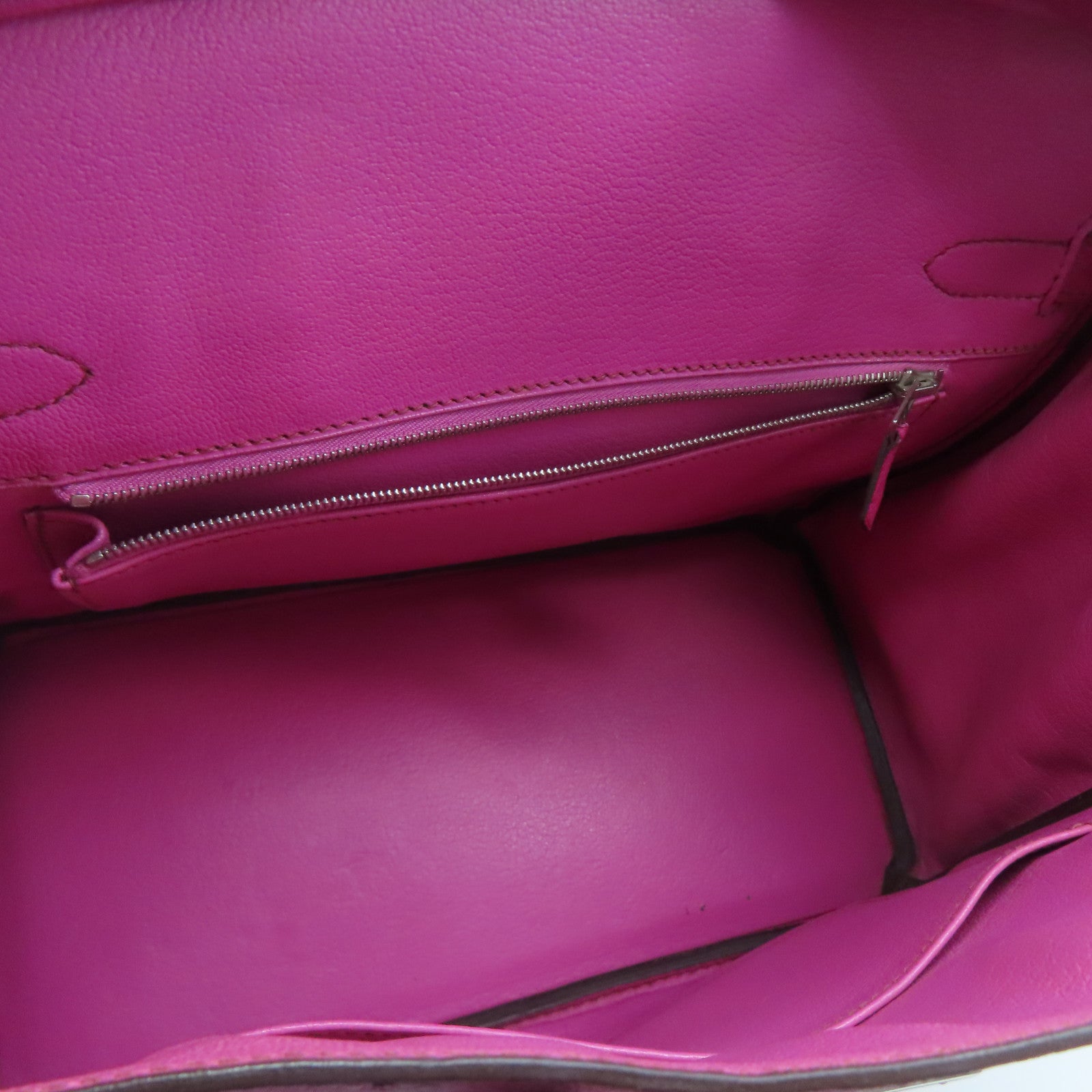 HERMES Ostrich Leather Birkin 30 Silver Buckle Hand Bag Pink