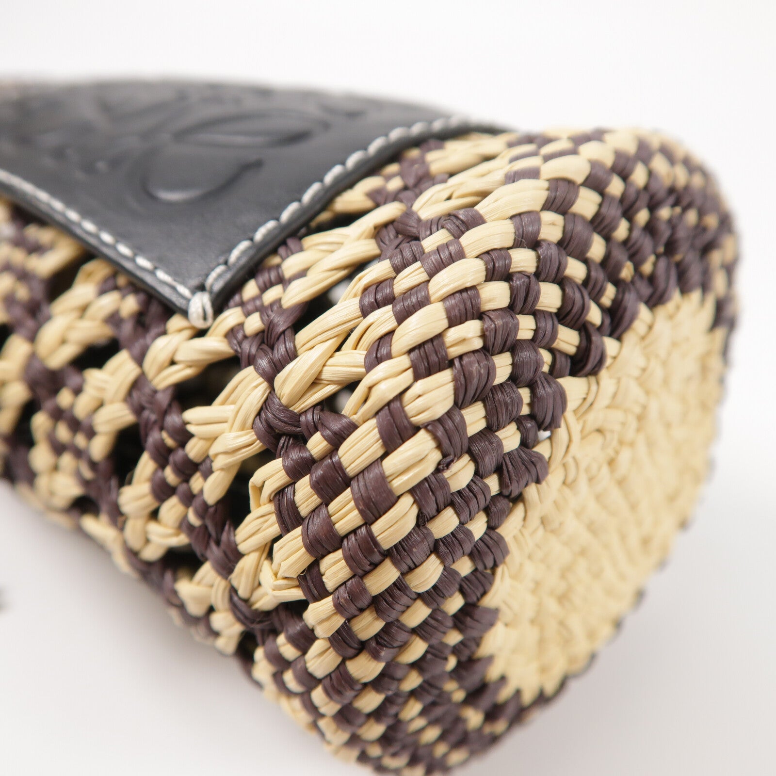 LOEWE Raffia/牛皮皮革Cylinder Pocket肩背袋