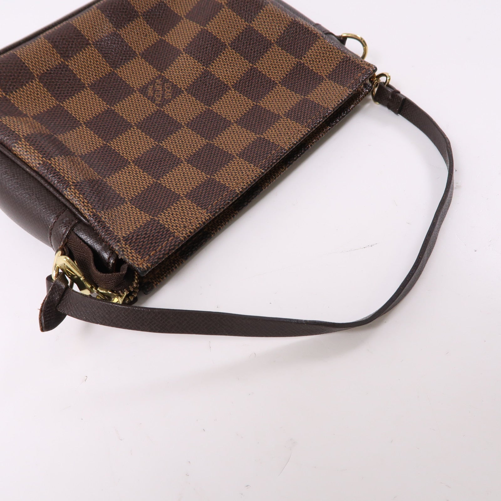 LOUIS VUITTON Damier Trousse Makeup Pouch金扣手挽袋啡色