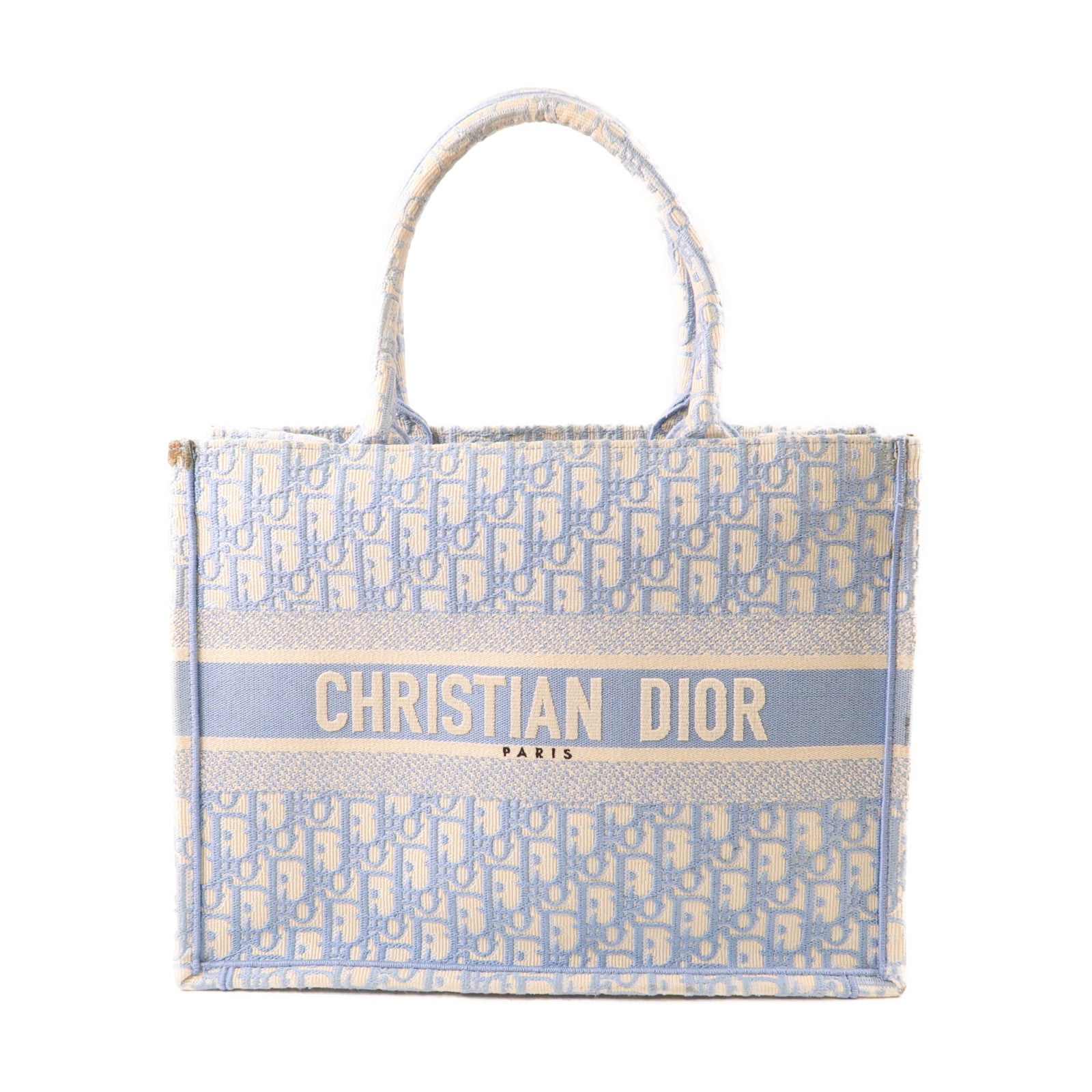 Dior CD Book Tote Medium Tote Bag Canvas Light Blue