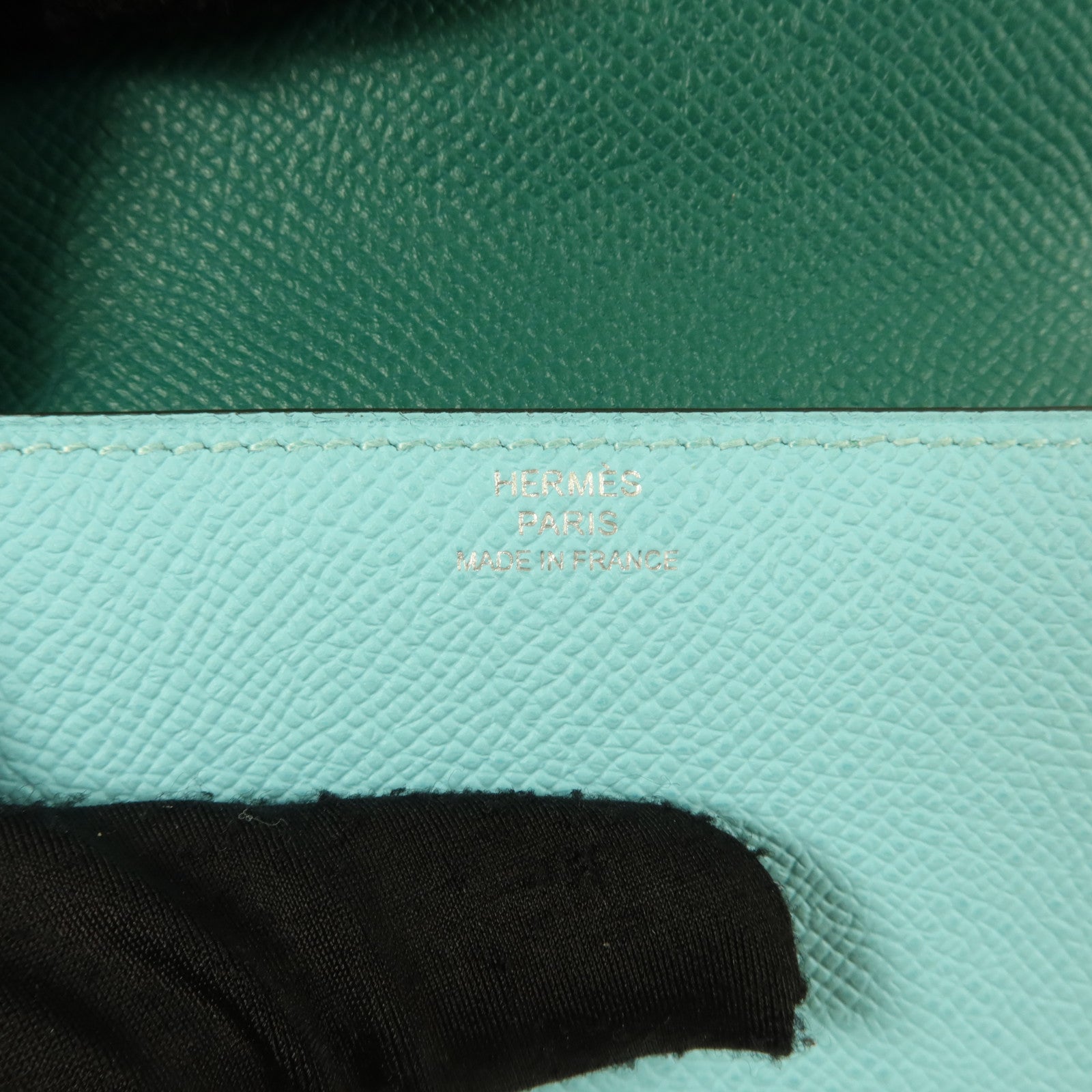 HERMES Epsom皮革Clic 12 Card Holder卡片套Bleu Atoll/Malachite