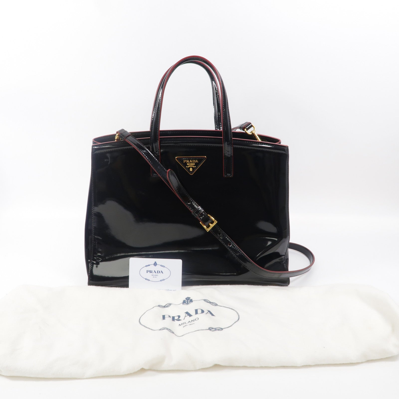 PRADA 漆皮皮革2 Way手挽肩背兩用袋