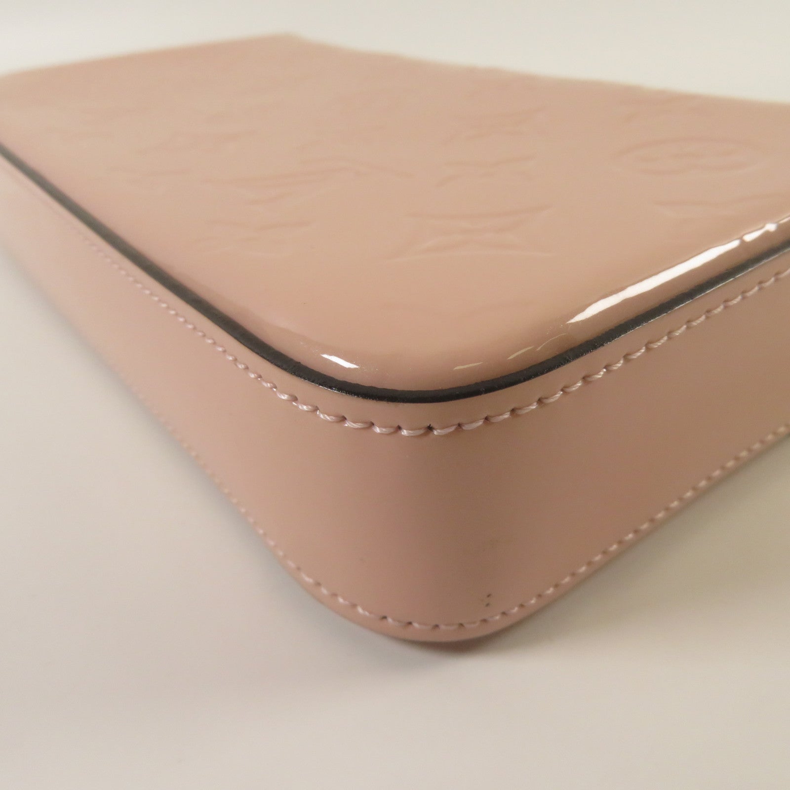 LOUIS VUITTON 【激減優惠】Monogram Vernis Pochette Felicie金扣鏈帶肩背袋粉紅色