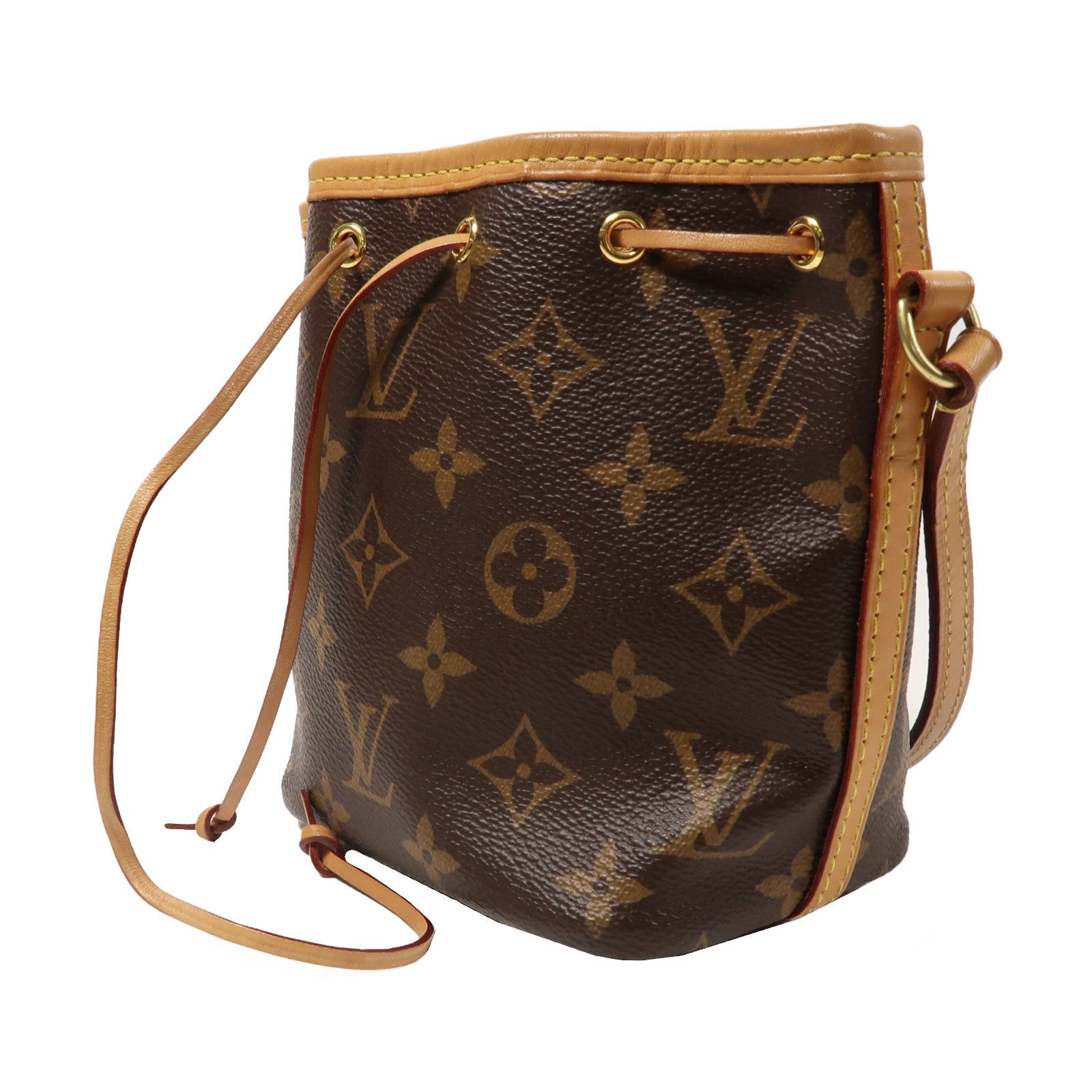 LOUIS VUITTON Monogram Nano Noe Shoulder Bag金扣肩背袋啡色