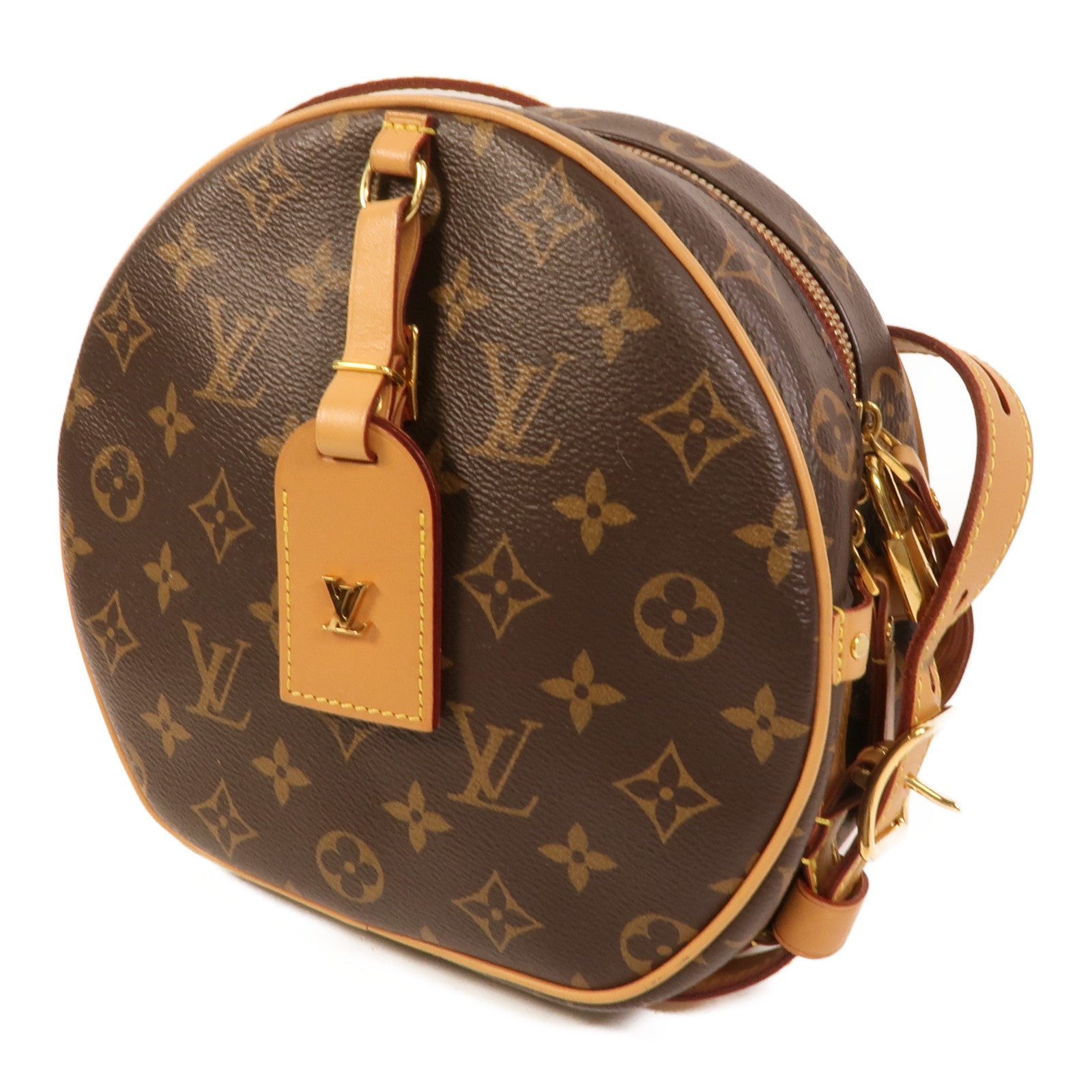 LOUIS VUITTON Monogram Boite Chapeau Souple金扣肩背袋棕色