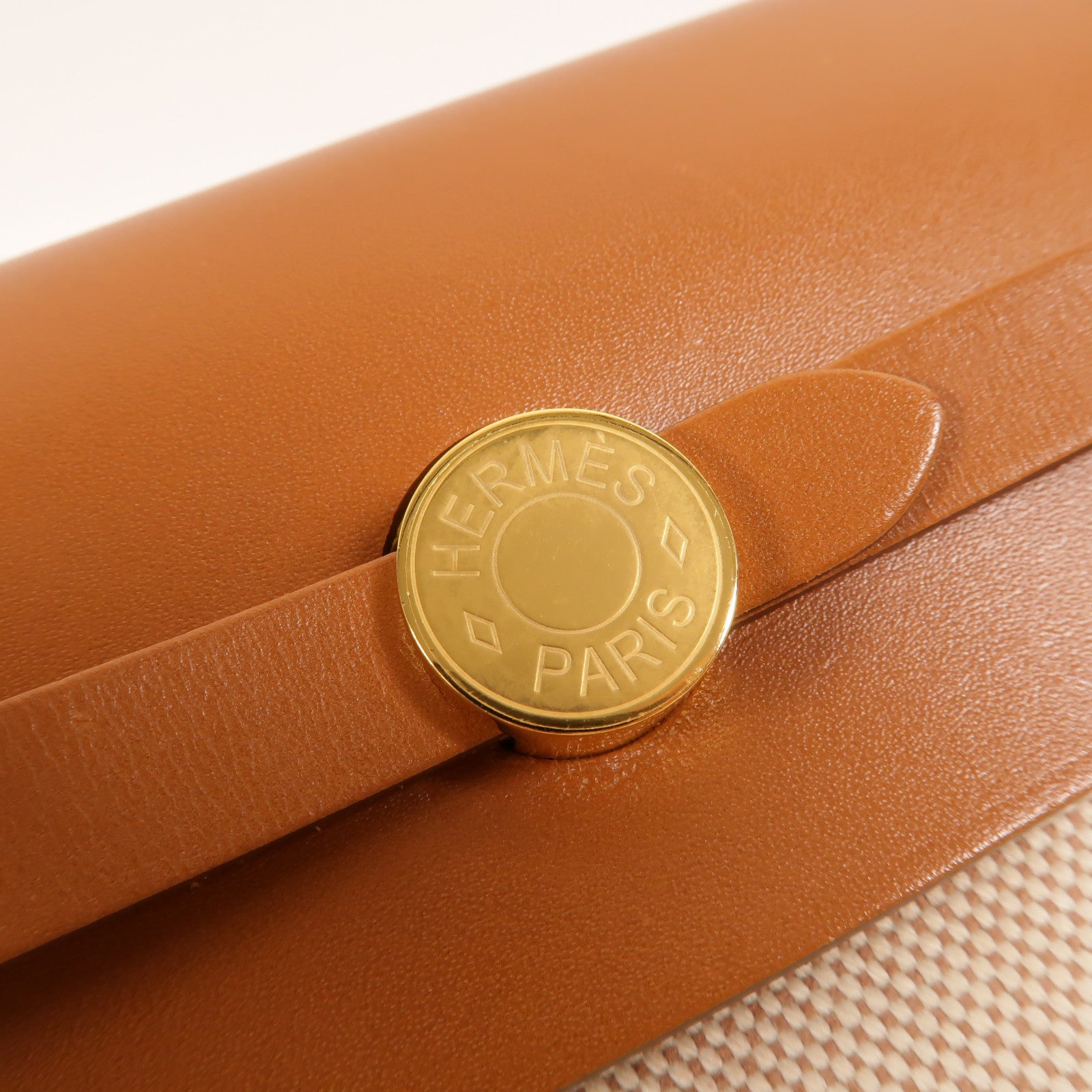 HERMES 帆布Mini Herbag肩背袋Gold/Beige