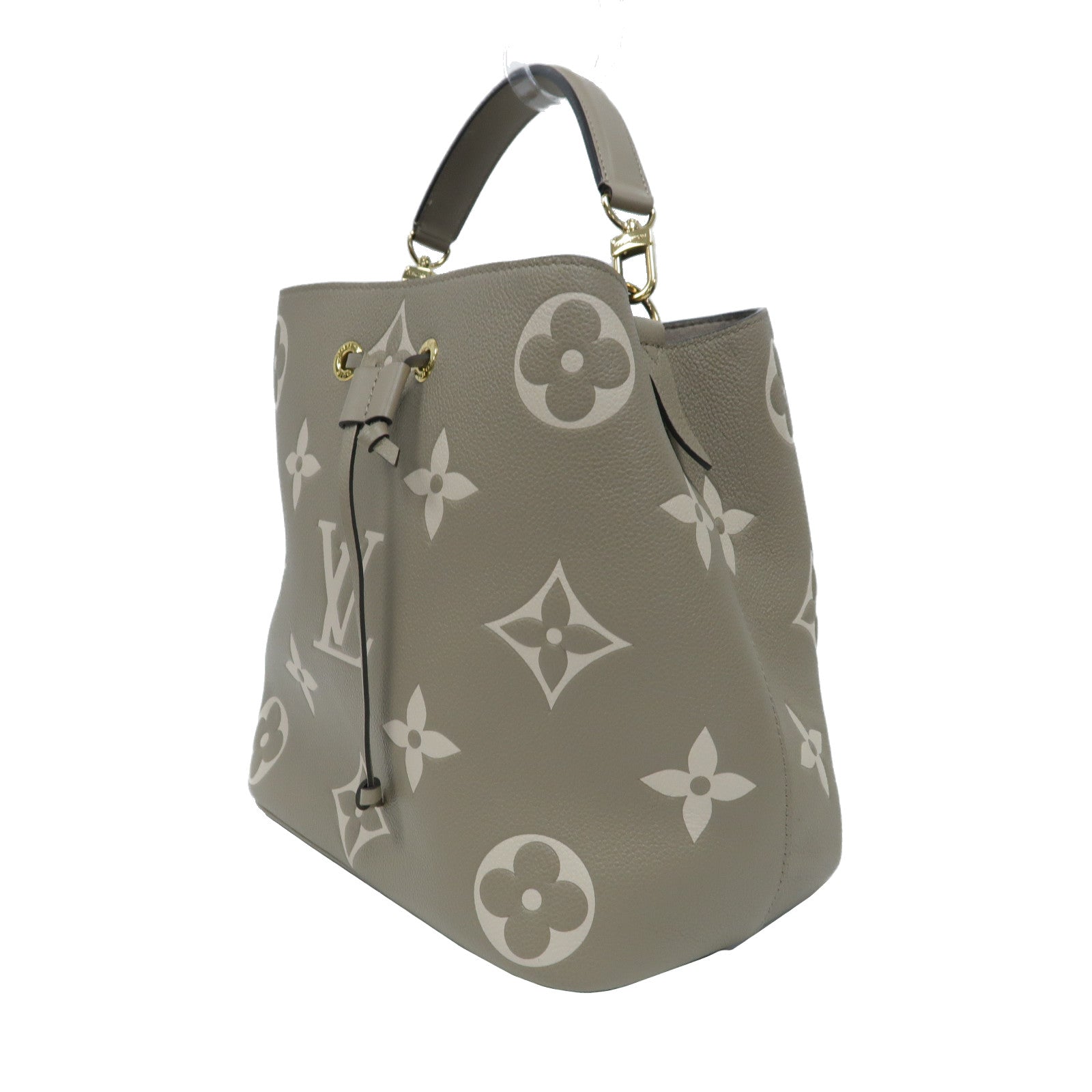 LOUIS VUITTON Monogram Empreinte NeoNoe MM金扣手挽肩背兩用袋米色