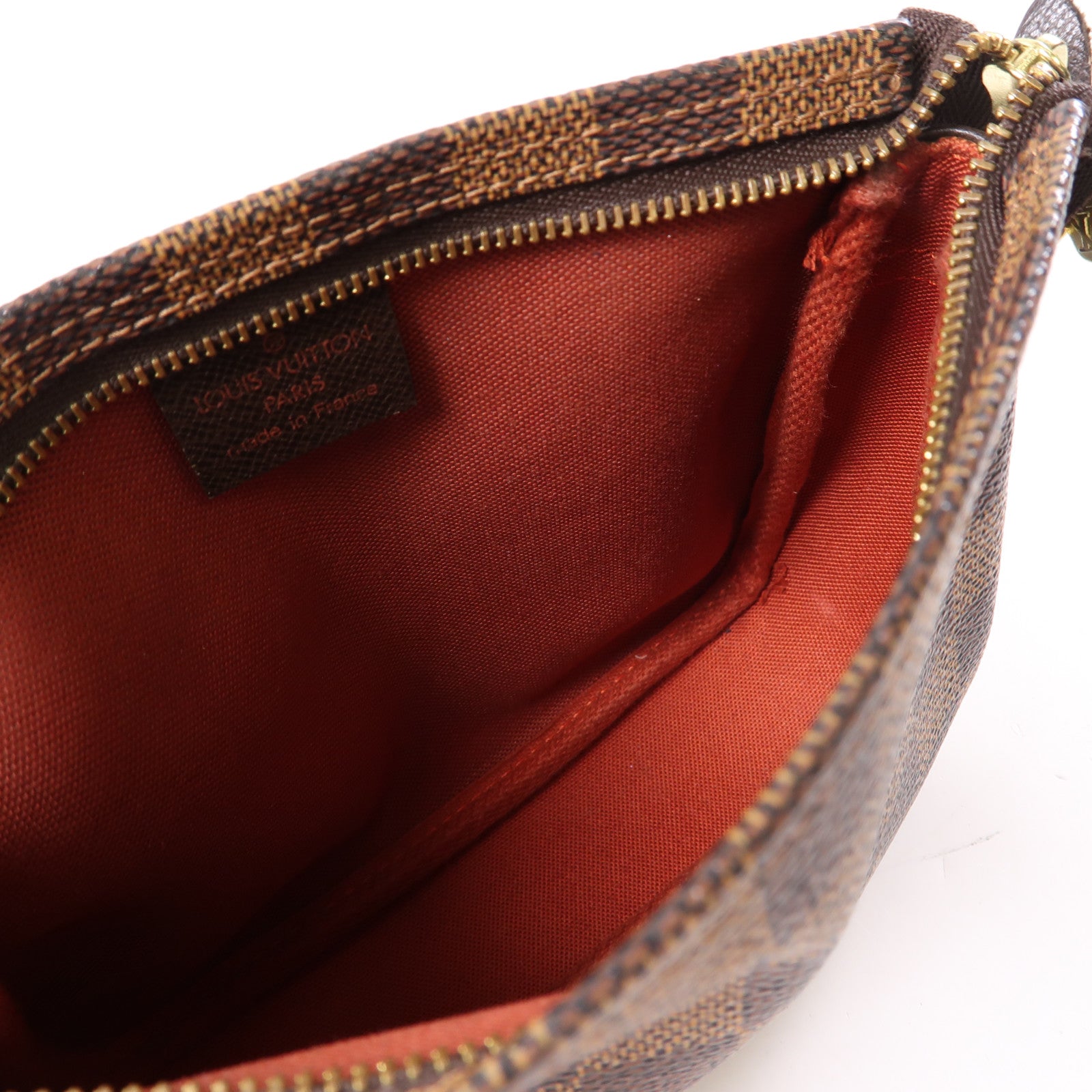 LOUIS VUITTON Damier Trousse Makeup Pouch金扣手挽袋啡色