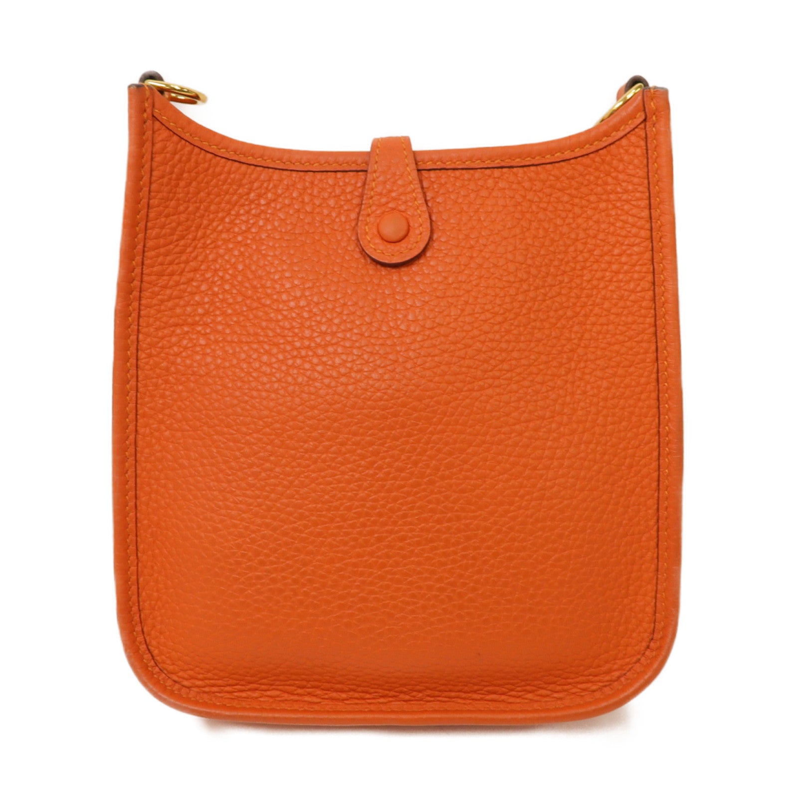 HERMES 【激減優惠】Clemence皮革Evelyne TPM Shoulder Bag金扣肩背袋火焰橘