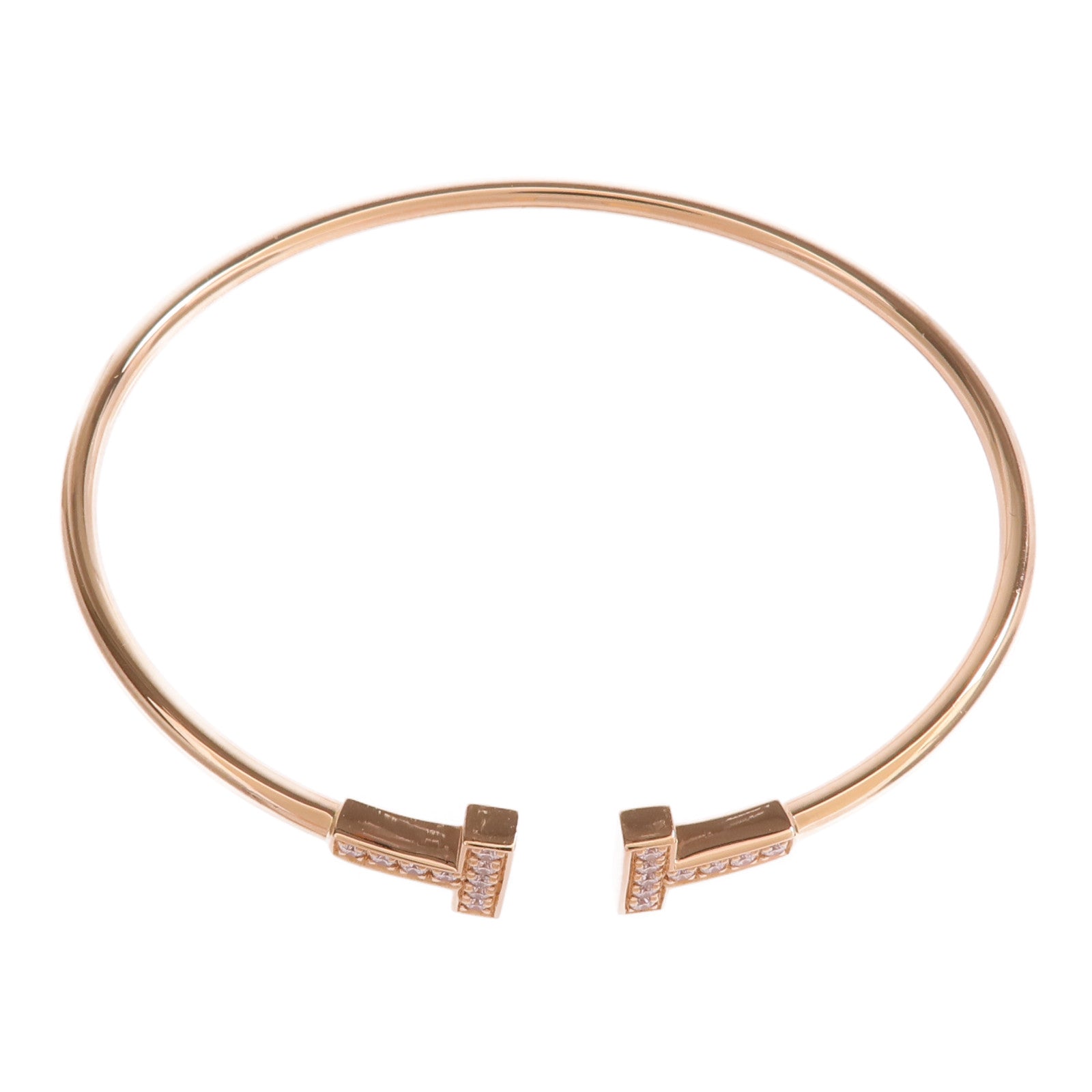 TIFFANY＆CO 18K玫瑰金T Wire Bracelet鑽石手鐲