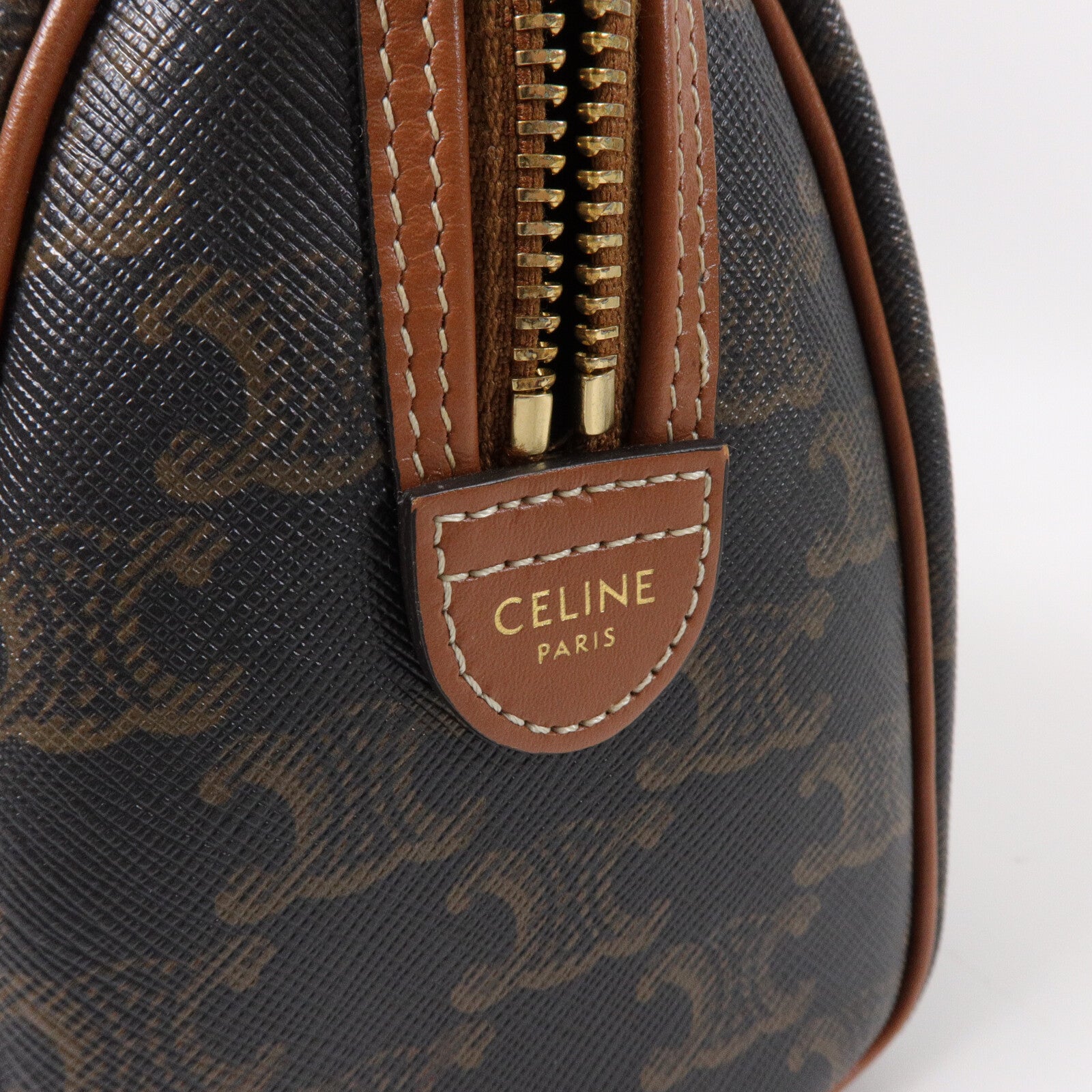 CELINE 塗層帆布Mini Boston In Triomphe手挽肩背兩用袋