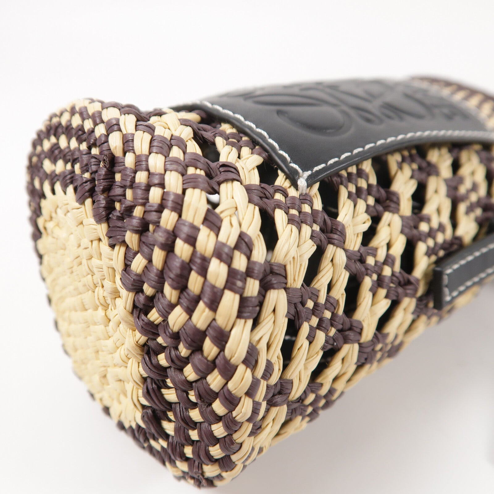 LOEWE Raffia/牛皮皮革Cylinder Pocket肩背袋