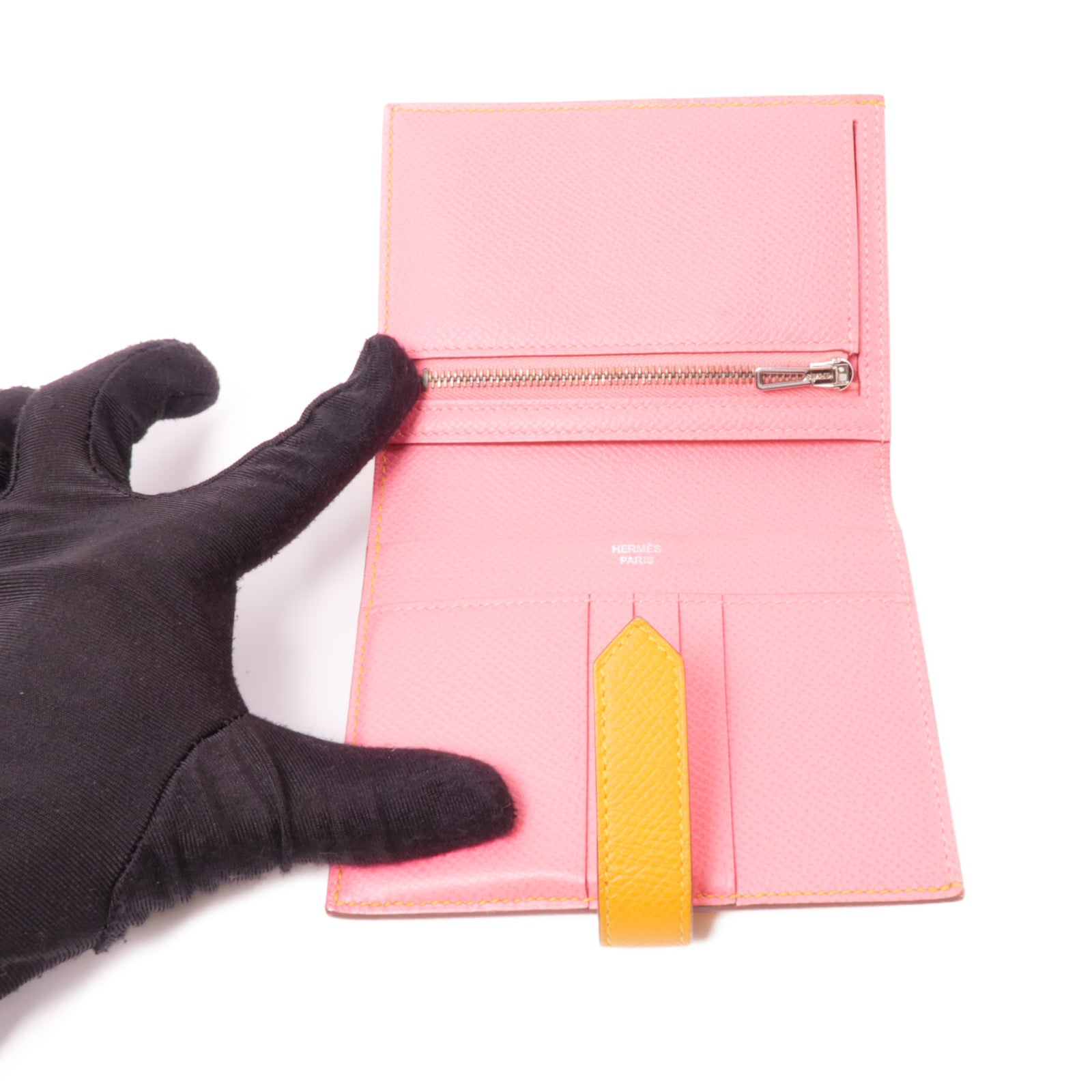 HERMES PHW Bearn Wallet Epsom Leather Orange