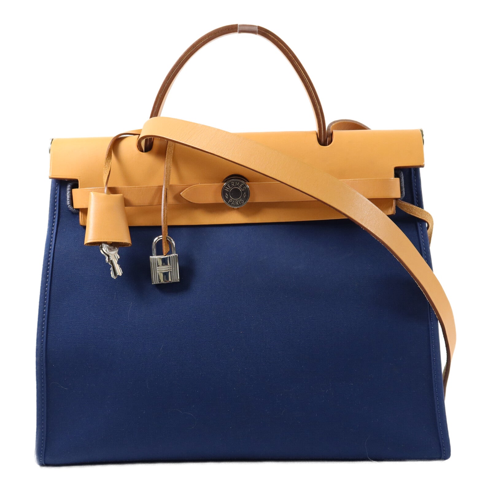 HERMES 帆布Herbag PM手挽肩背兩用袋Blue