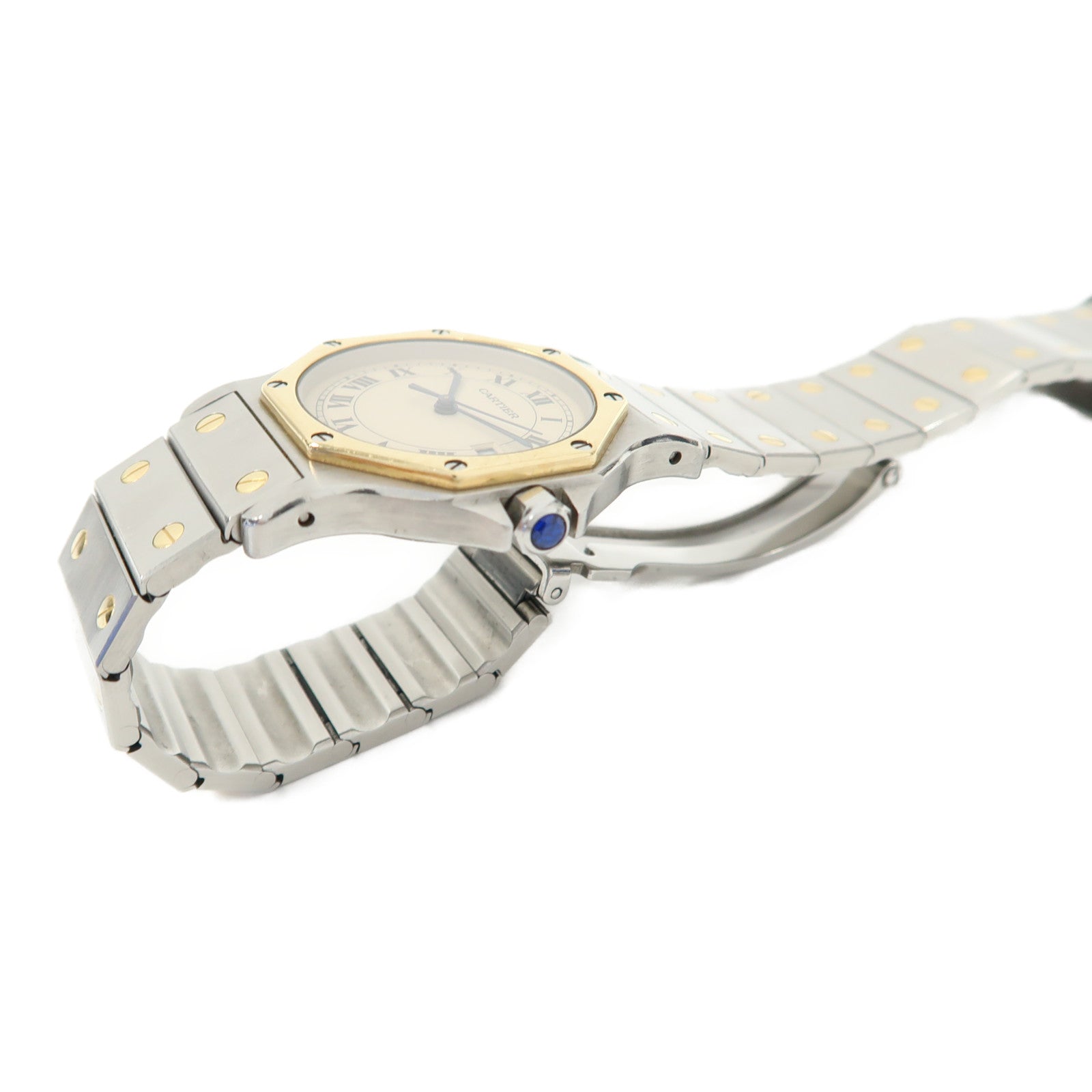 CARTIER Santos Octagon不鏽鋼手錶石英機芯米色