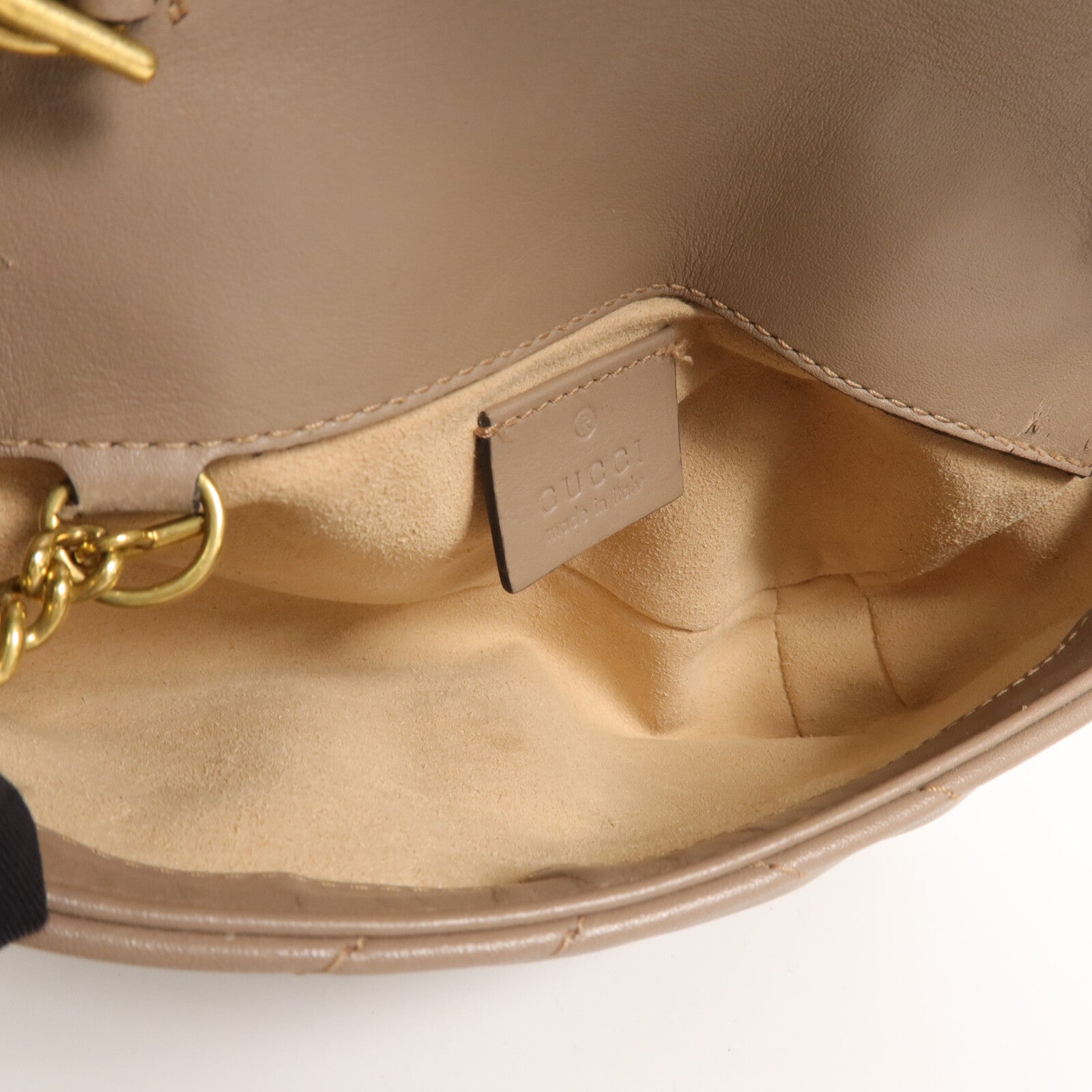 GUCCI 牛皮皮革GG Marmont Super Mini鏈帶肩背袋