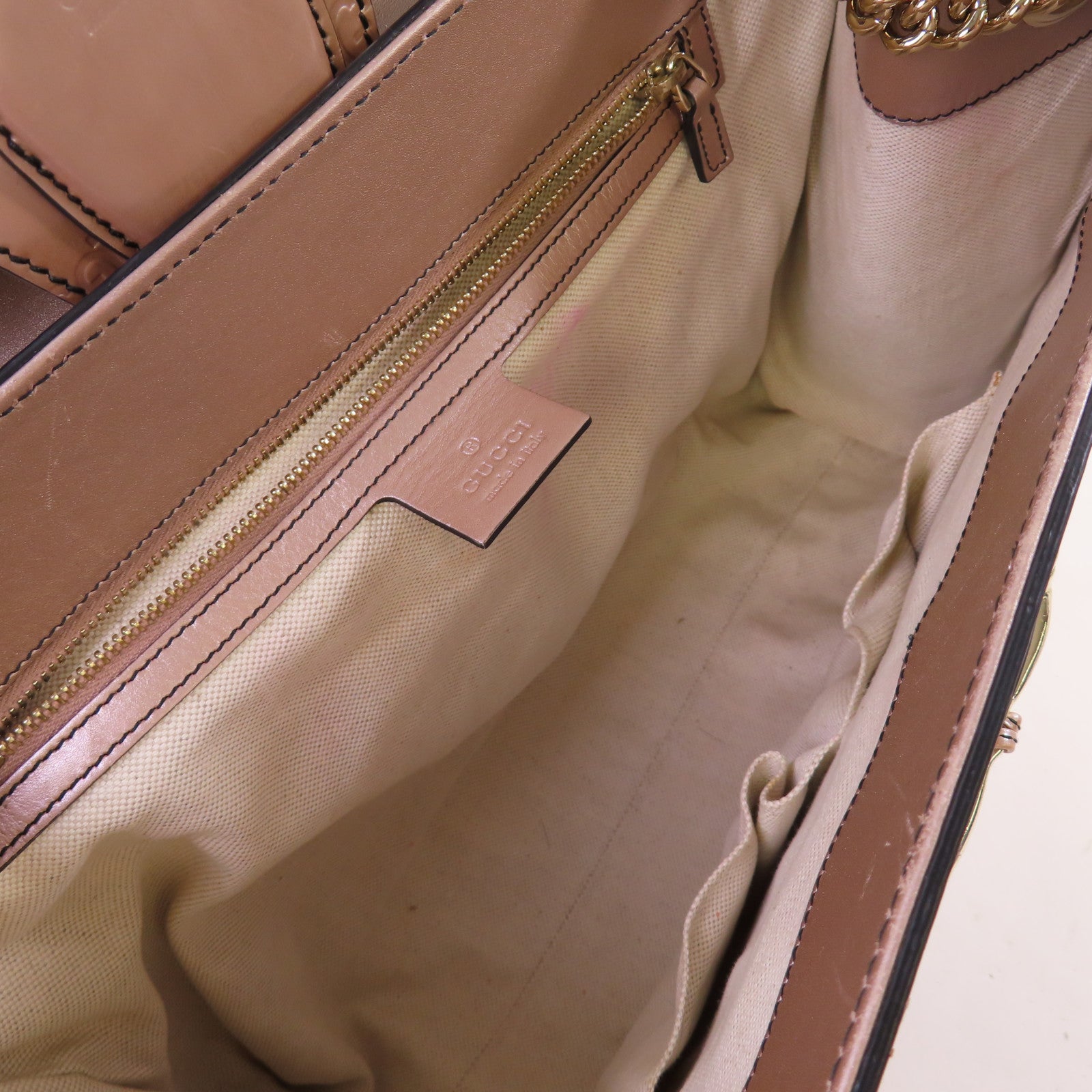 GUCCI 【激減優惠】漆皮皮革Guccissima Emily Chain Shoulder Bag金扣鏈帶肩背袋閃亮粉紅色