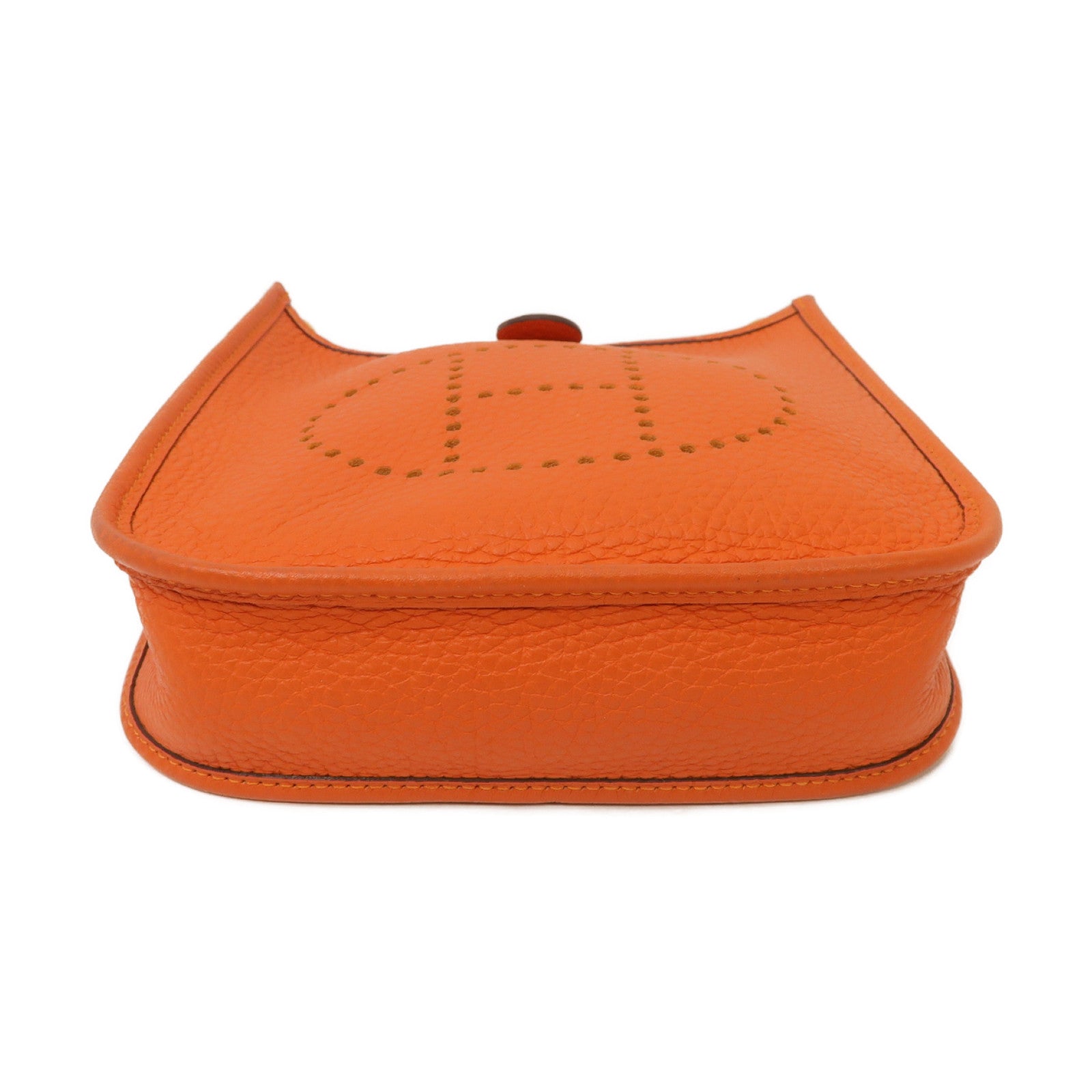 HERMES 【激減優惠】Clemence皮革Evelyne TPM Shoulder Bag金扣肩背袋火焰橘