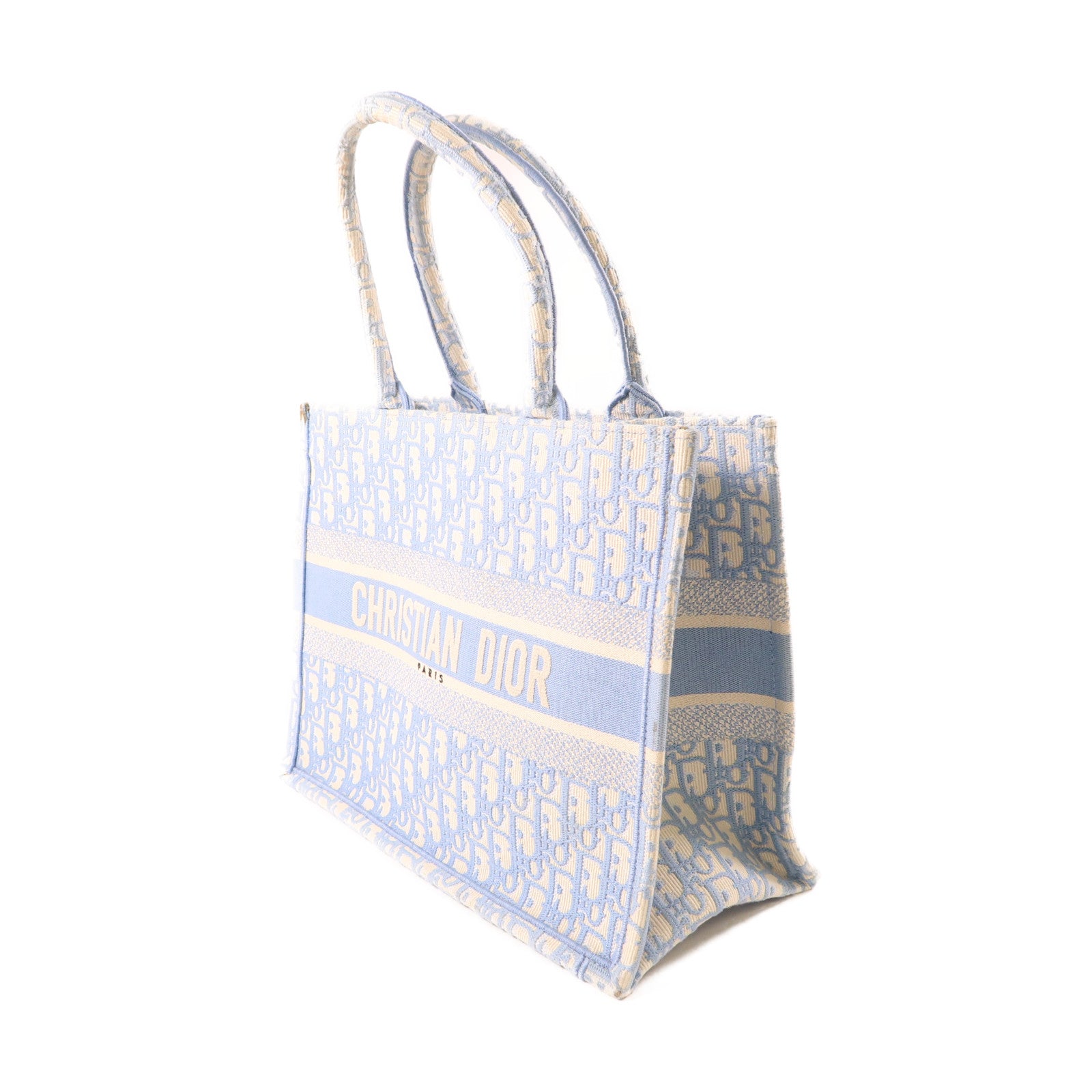 Dior CD Book Tote Medium Tote Bag Canvas Light Blue