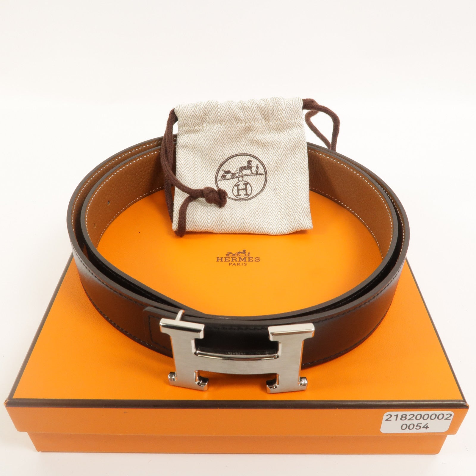 HERMES Swift/Togo皮革H Belt 95cm皮帶Noir/Gold