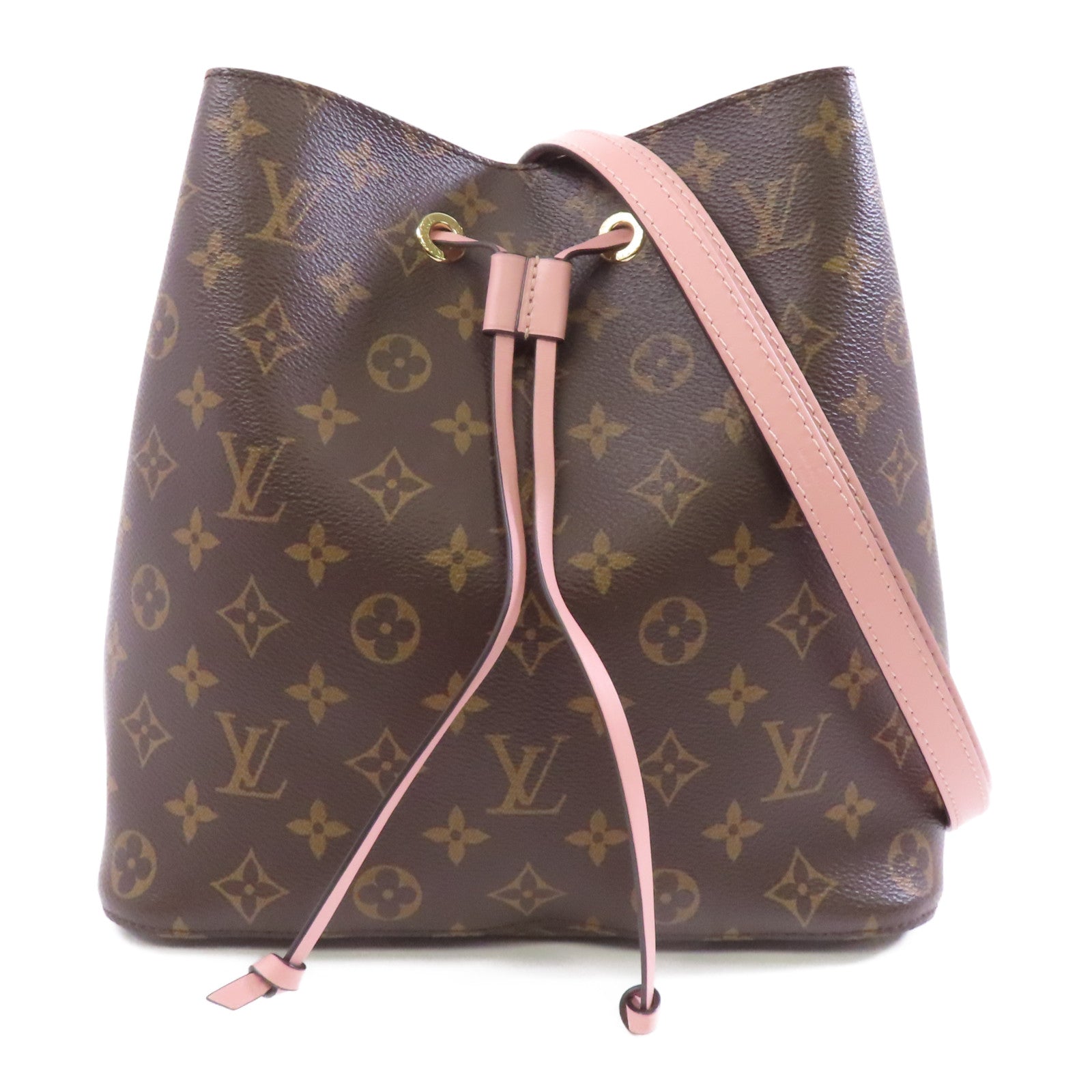 LOUIS VUITTON Monogram Neo Noe MM金扣肩背袋啡色/粉紅色