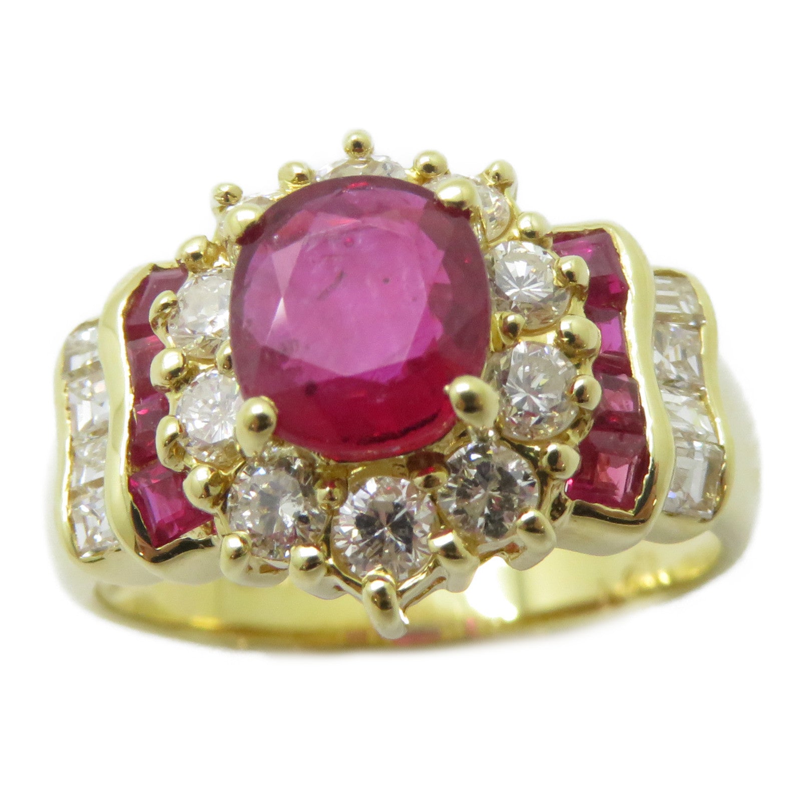 JEWELRY 18K黃金Ruby Ring 1.01ct紅寶石/0.81ct鑚石戒指US#6.5