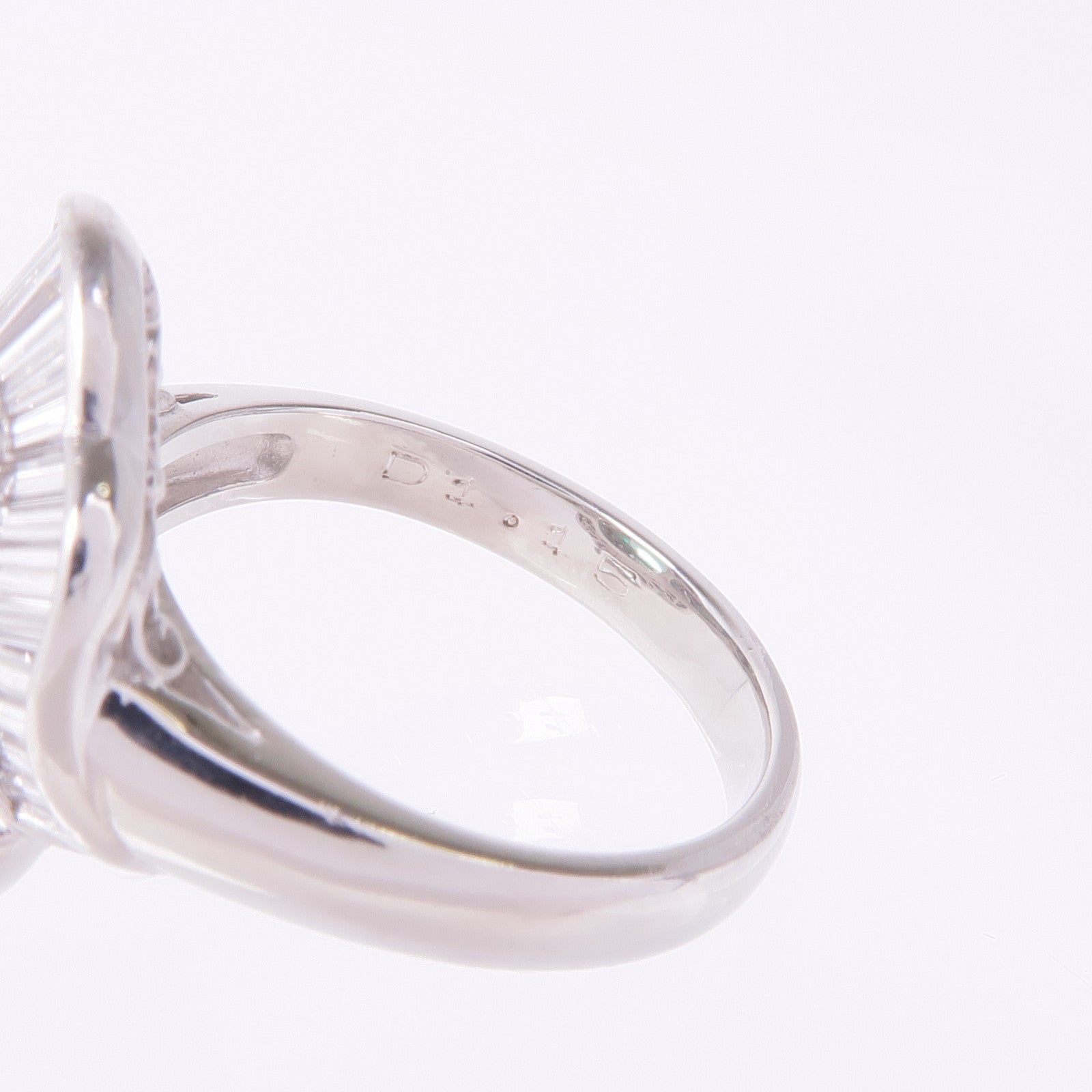 JEWELRY PT900鉑金Emerald Diamond Ring綠寶石/鑽石戒指US#6