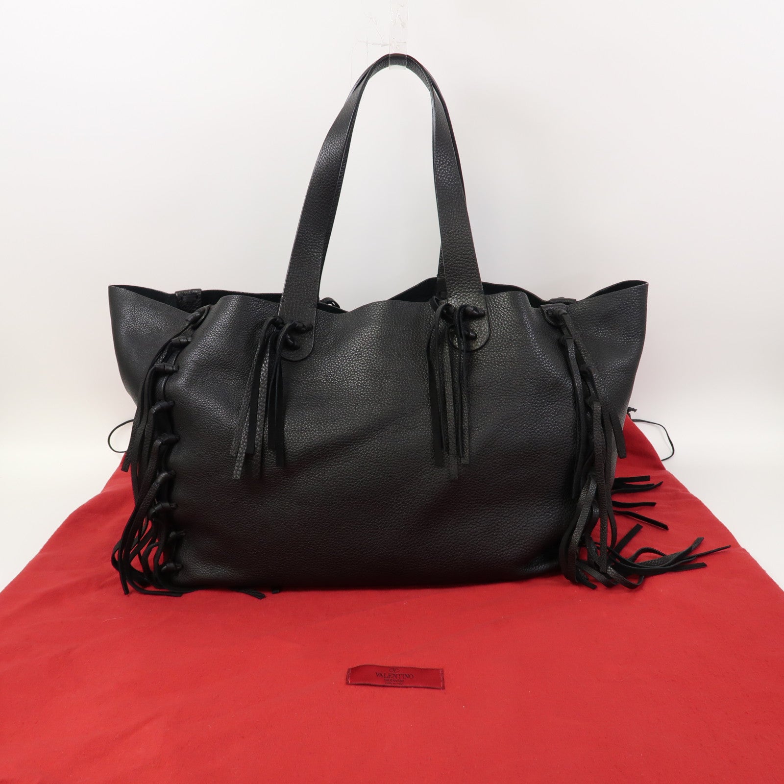 Valentino 【激減優惠】牛皮皮革Tote Bag金扣手挽袋黑色