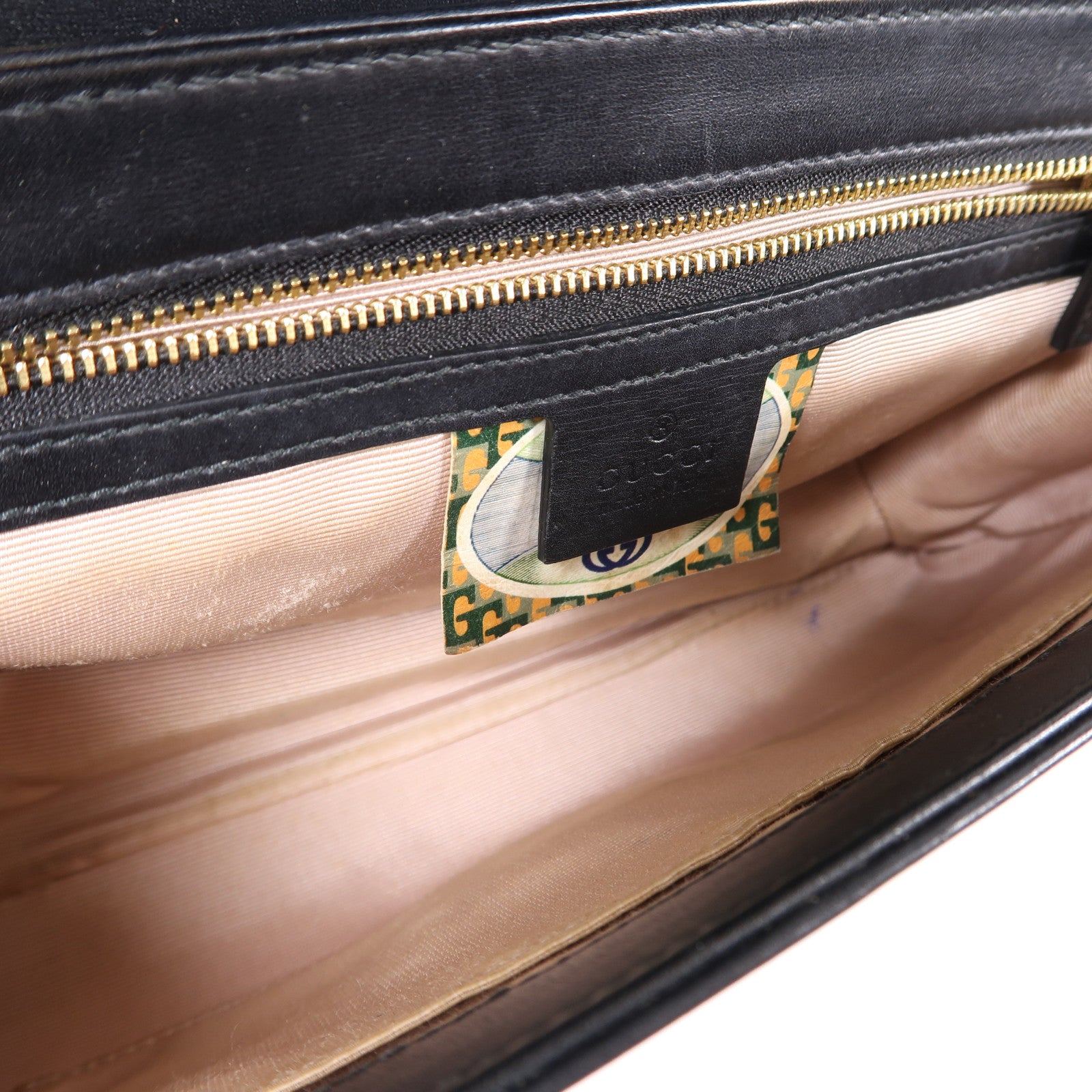 GUCCI 牛皮皮革Shoulder Bag金扣鏈帶肩背袋黑色