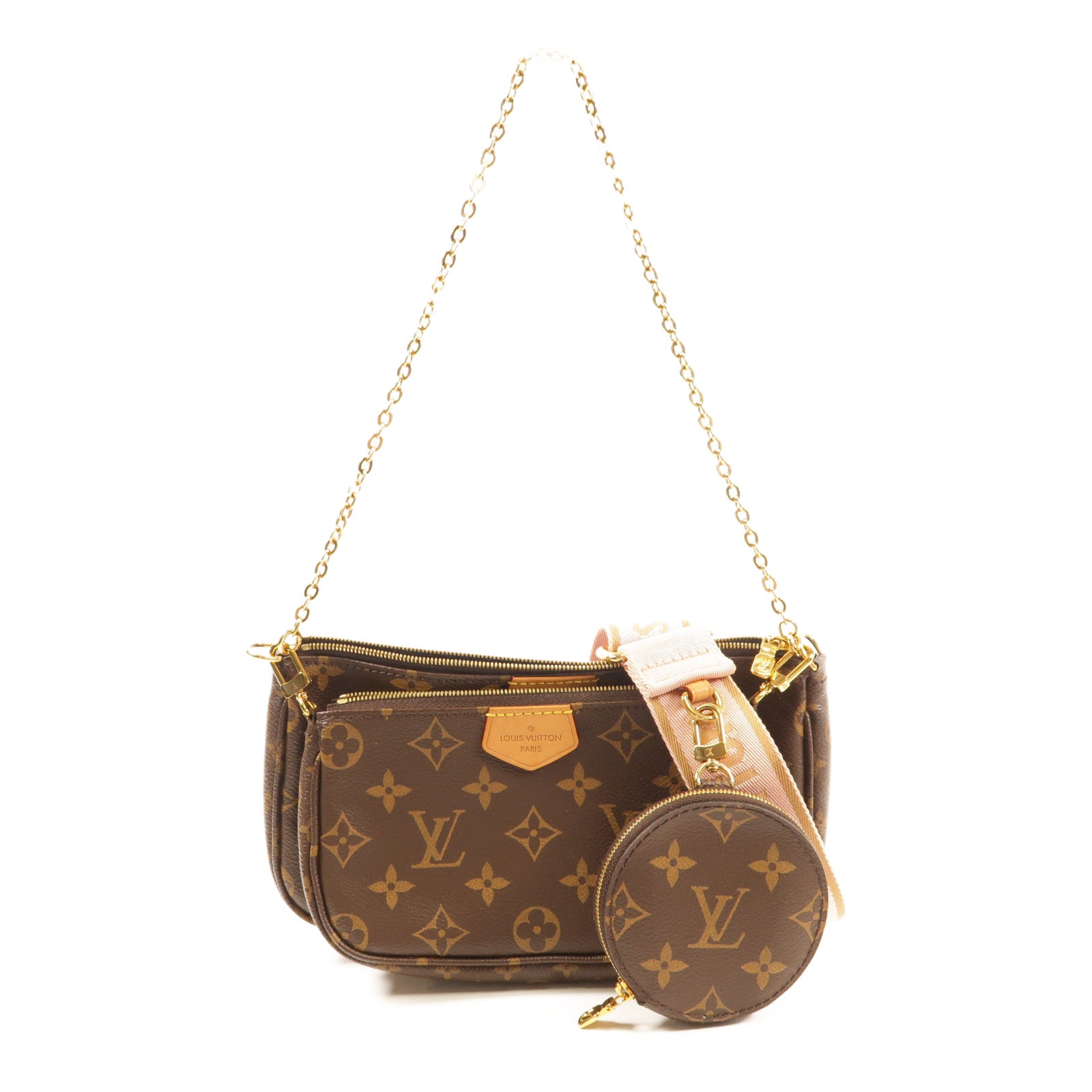 LOUIS VUITTON Monogram Multi Pochette Accessoires金扣手挽肩背兩用袋