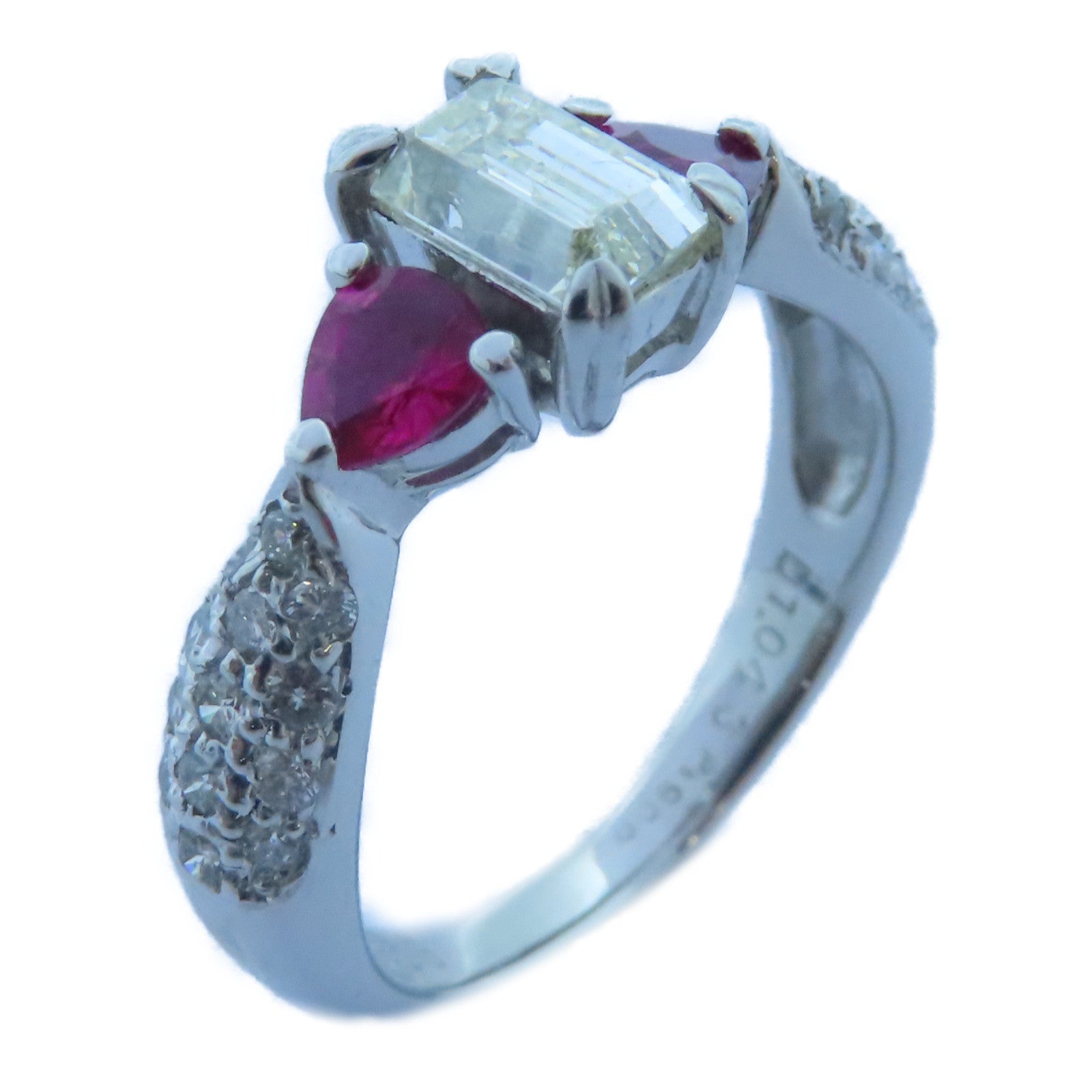 JEWELRY PT900鉑金Ruby Diamond Ring 0.60ct紅寶石/1.043ct鑽石戒指US#6.75