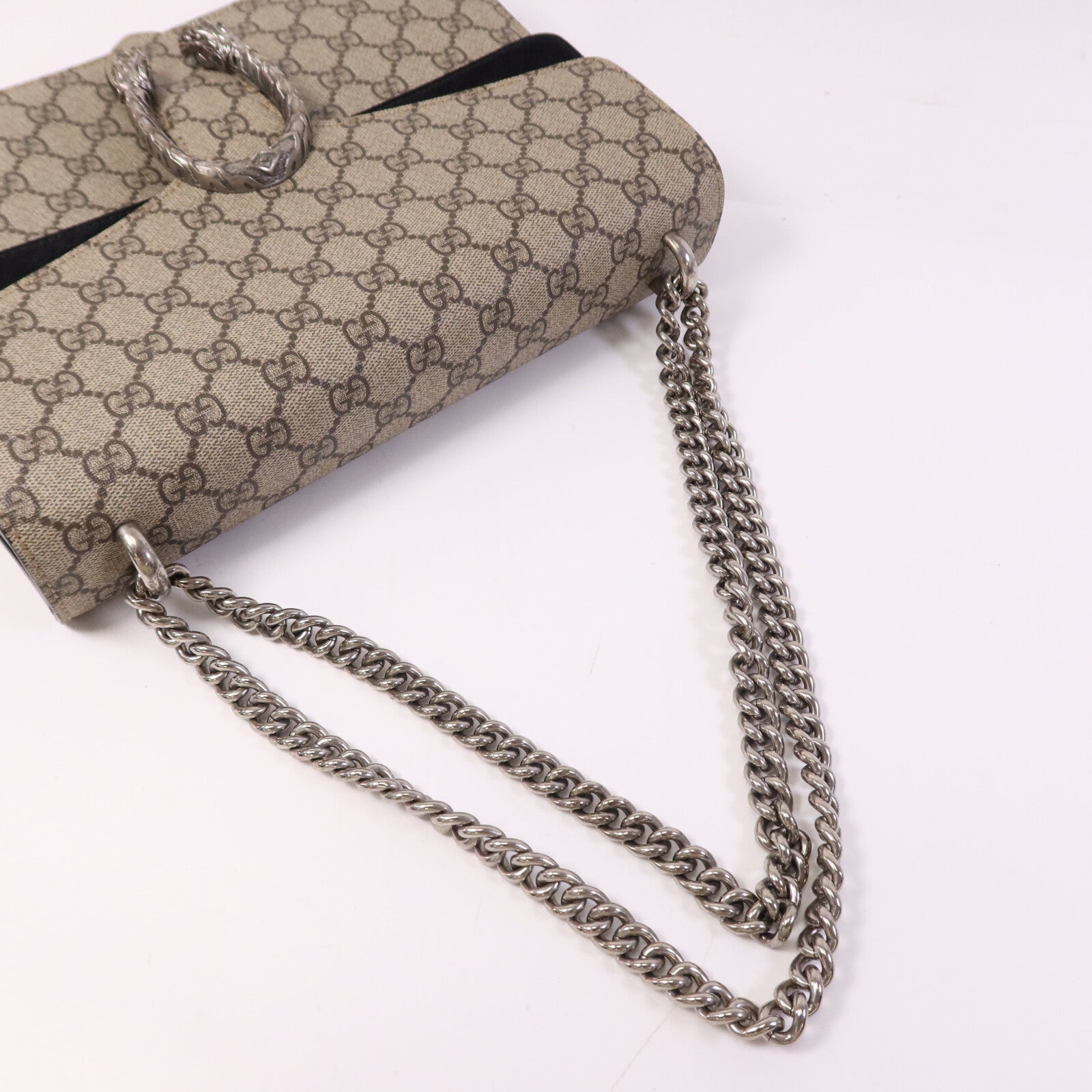 GUCCI 塗層帆布Dionysus Medium銀扣肩背袋
