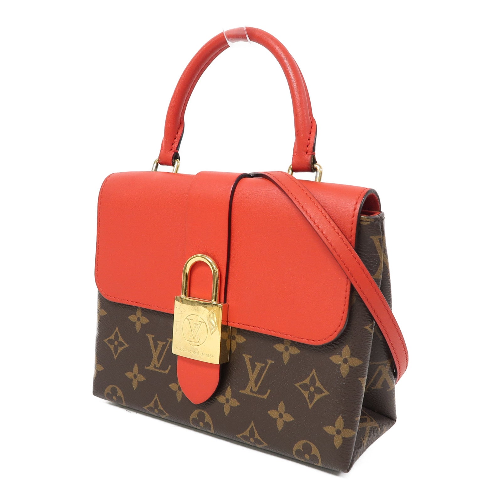 LOUIS VUITTON 【激減優惠】Monogram Locky BB金扣手挽肩背兩用袋啡色/紅色