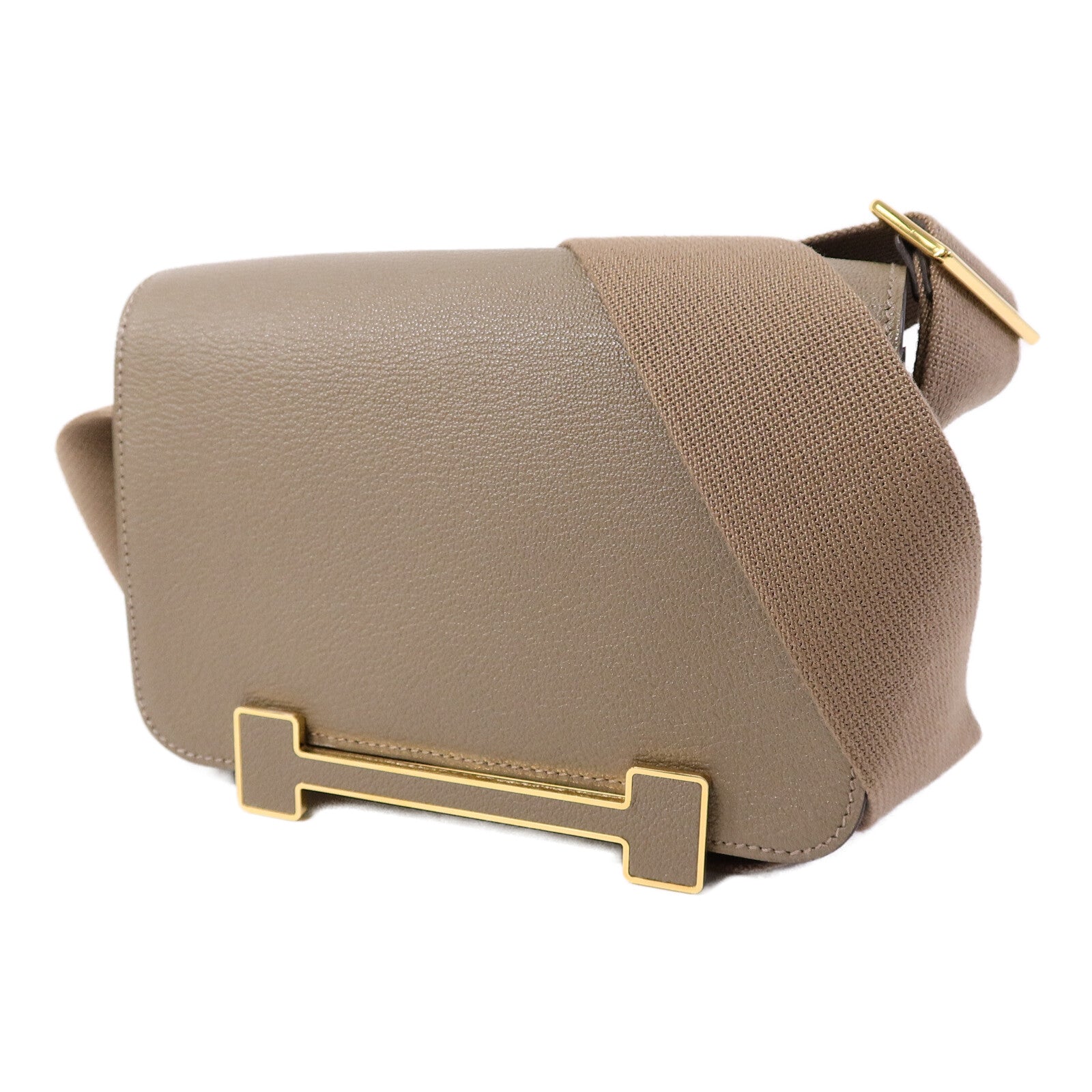HERMES Chevre皮革Geta肩背袋Etoupe
