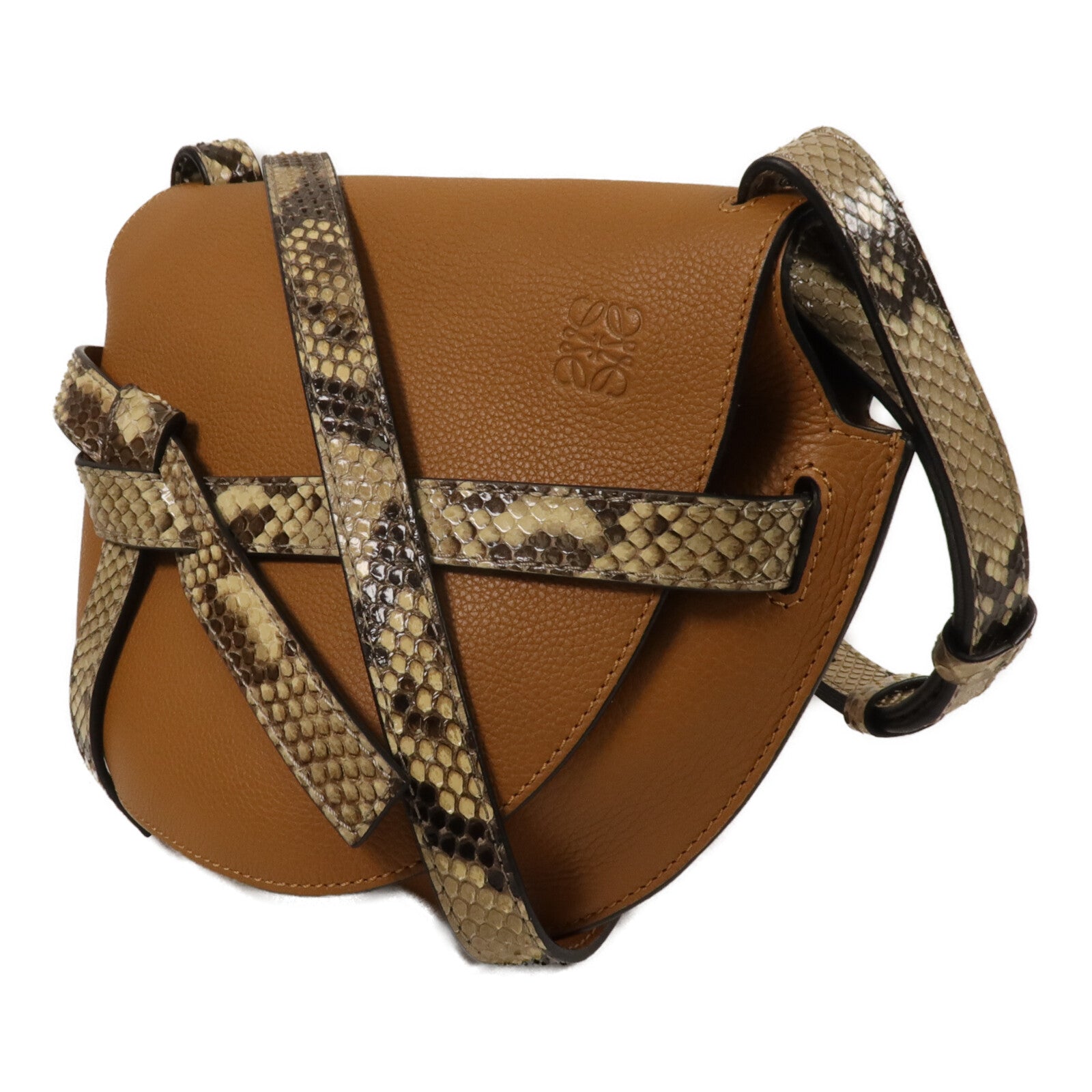 LOEWE 牛皮/蛇皮皮革Gate Bag肩背袋