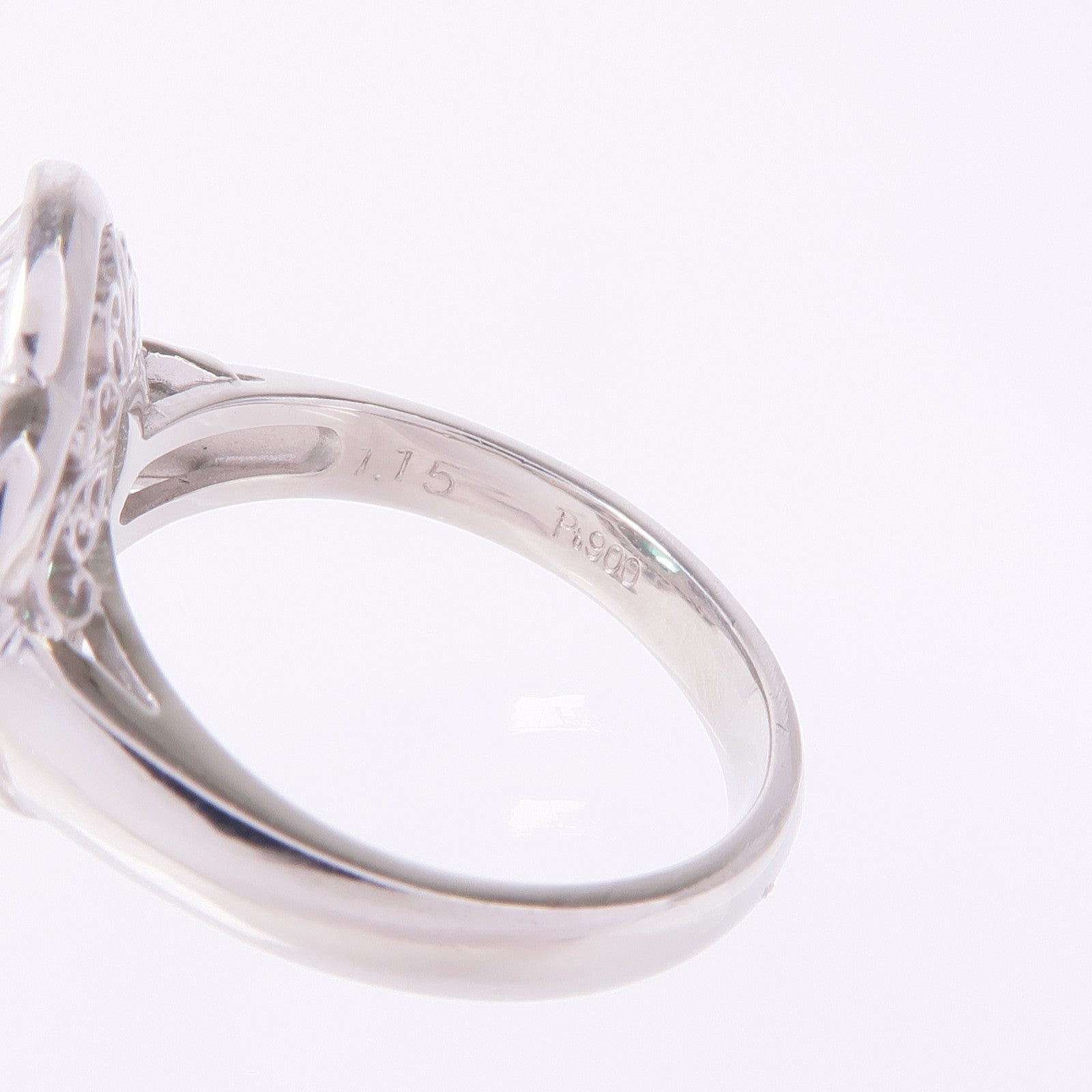 JEWELRY PT900鉑金Emerald Diamond Ring綠寶石/鑽石戒指US#6