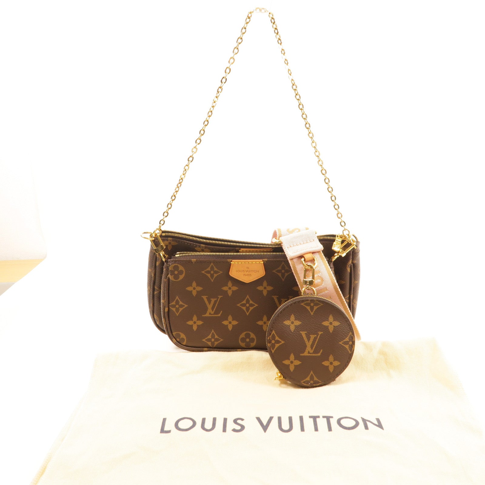LOUIS VUITTON Monogram Multi Pochette Accessoires金扣手挽肩背兩用袋